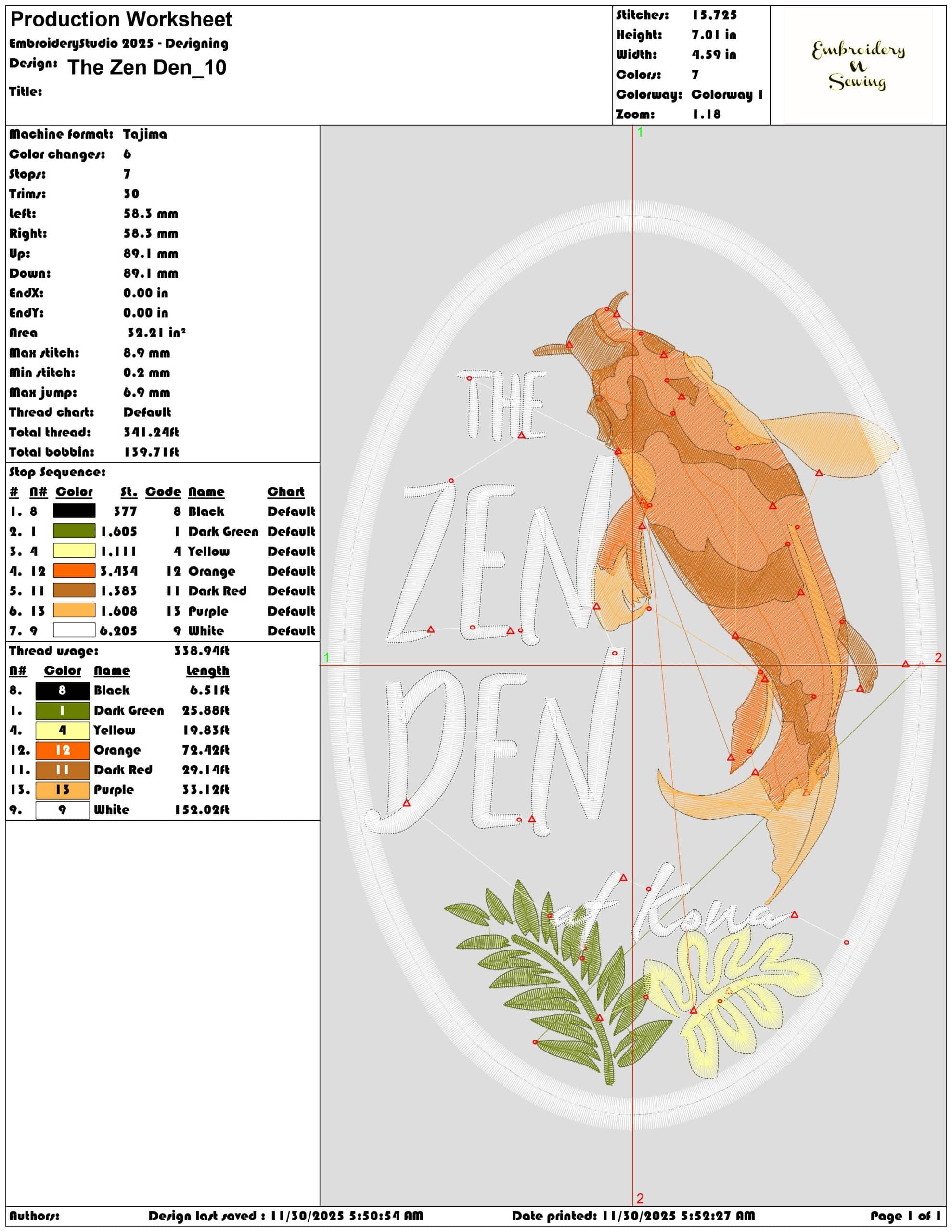 The Zen Den - Elegant embroidery design file - instant download — view 3