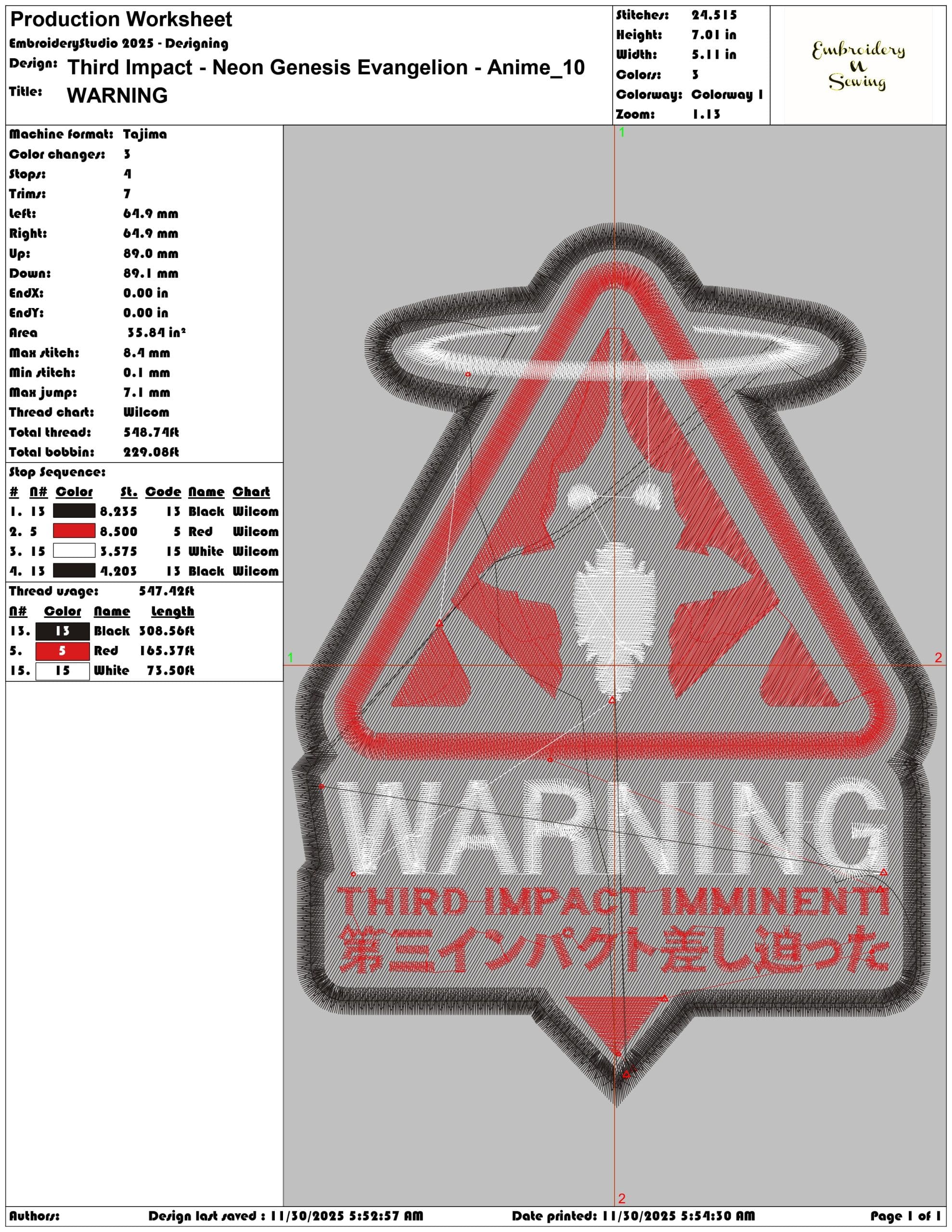 Third Impact Neon Genesis Evangelion Anime - Elegant embroidery design file - instant download — view 3