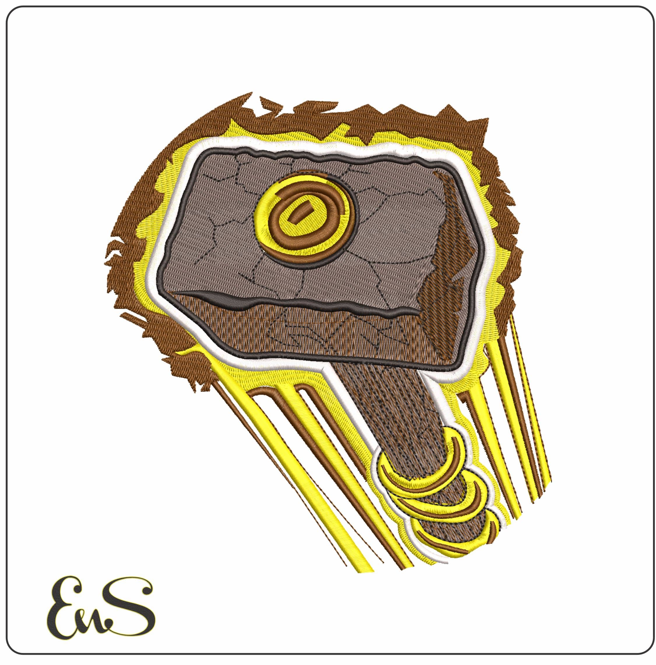 Thor Hammer Flying Marvel Comics - Elegant embroidery design file - instant download