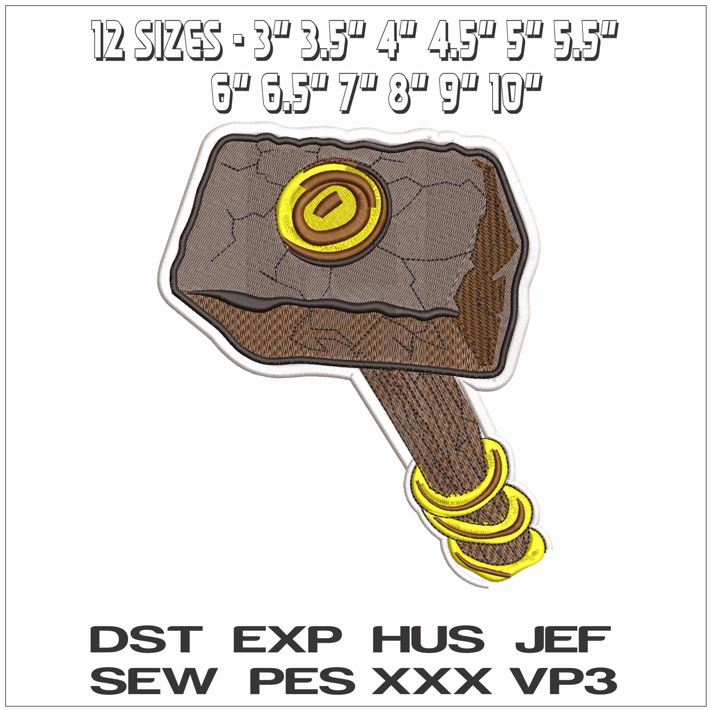 Thor Hammer Flying ready Marvel Comics - Elegant embroidery design file - instant download — view 2