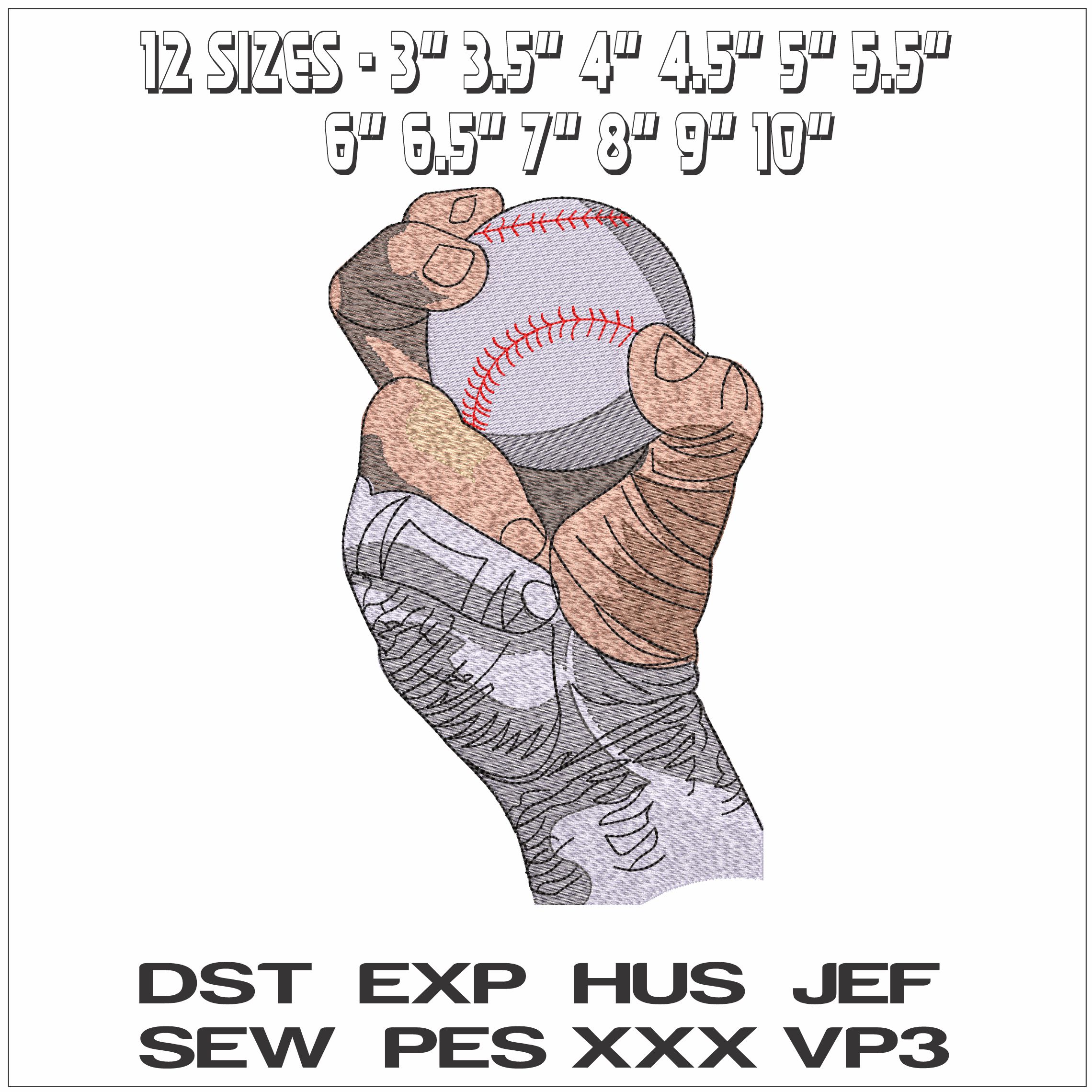 Throwing a Base ball - Elegant embroidery design file - instant download — view 2