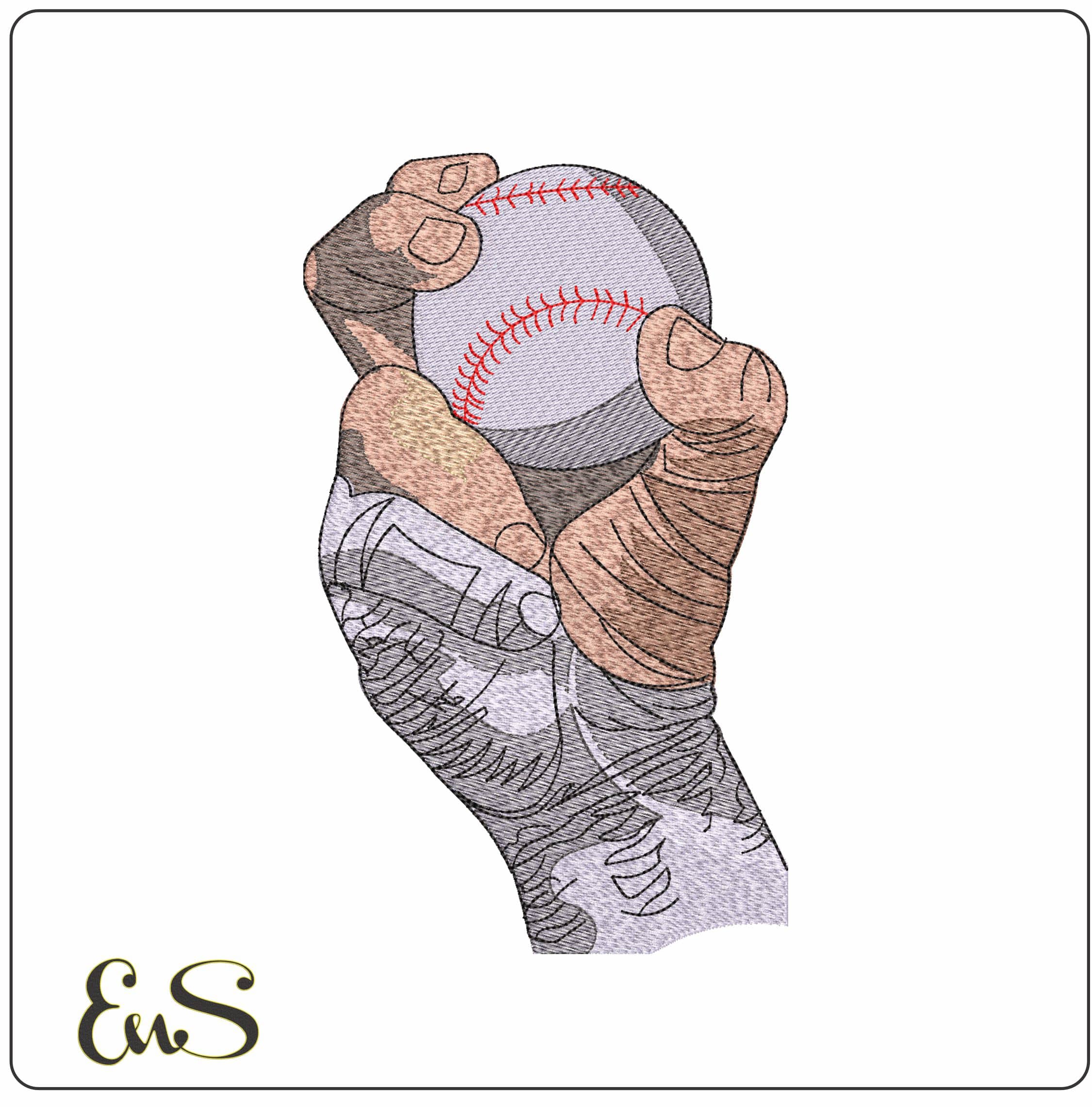 Throwing a Base ball - Elegant embroidery design file - instant download