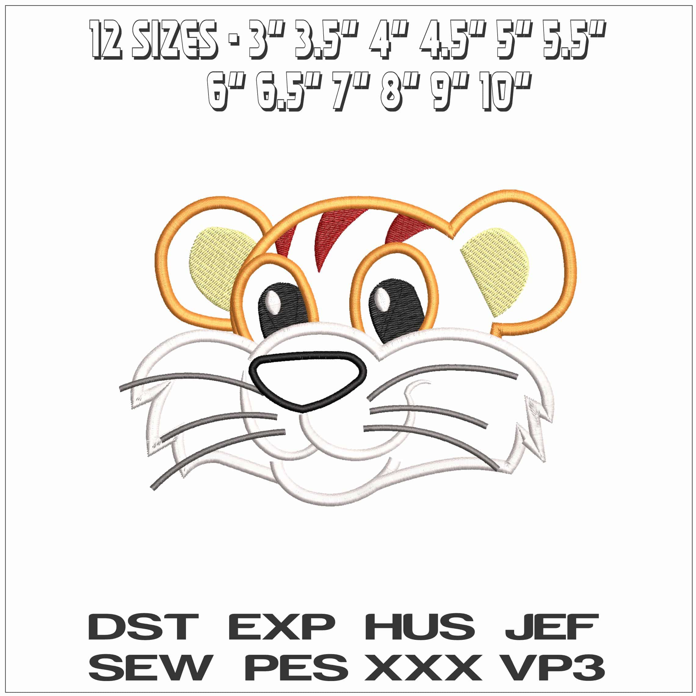 Tiger Applique - Elegant embroidery design file - instant download — view 2