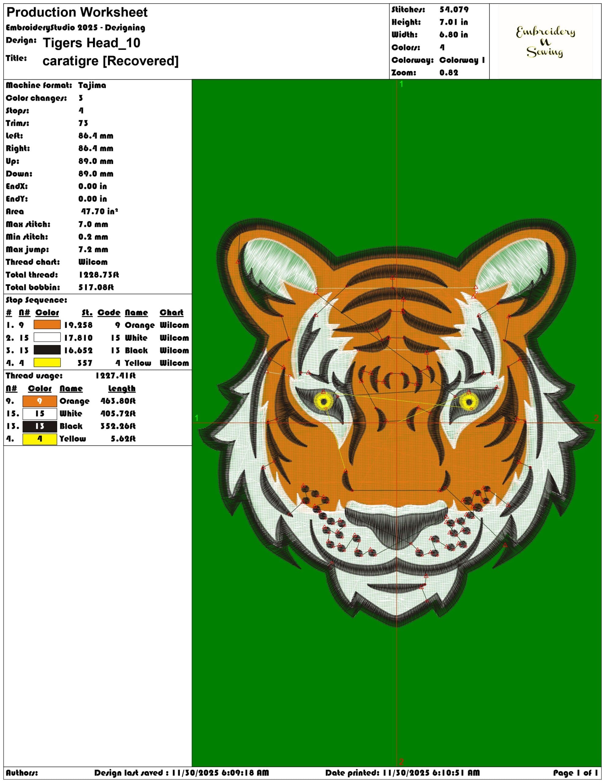 Tigers Head - Elegant embroidery design file - instant download — view 3