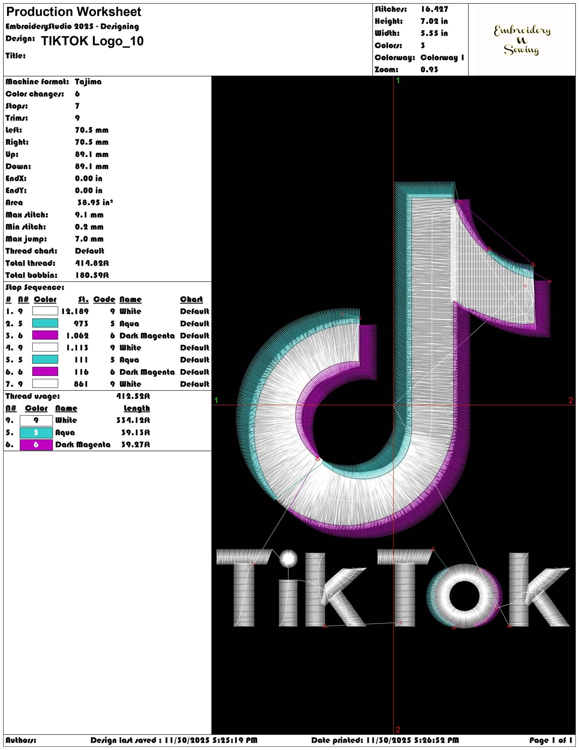 TIKTOK Logo- Elegant embroidery design file - instant download — view 3