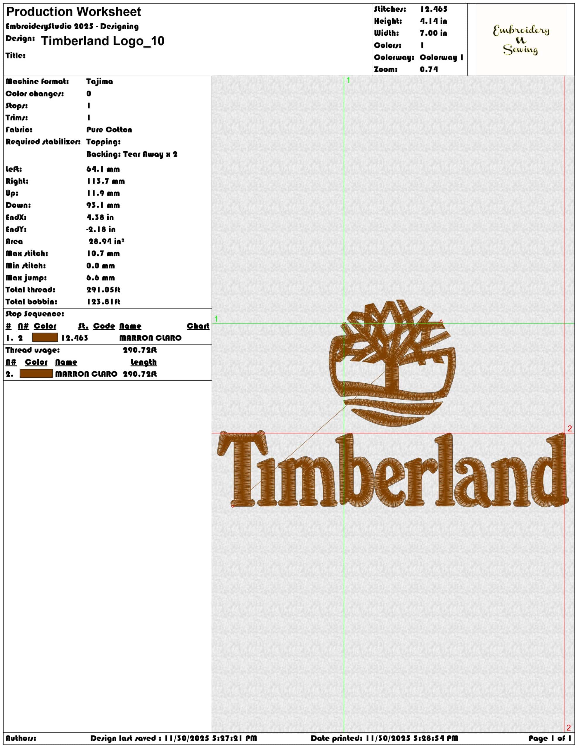 Timberland Logo- Elegant embroidery design file - instant download — view 3