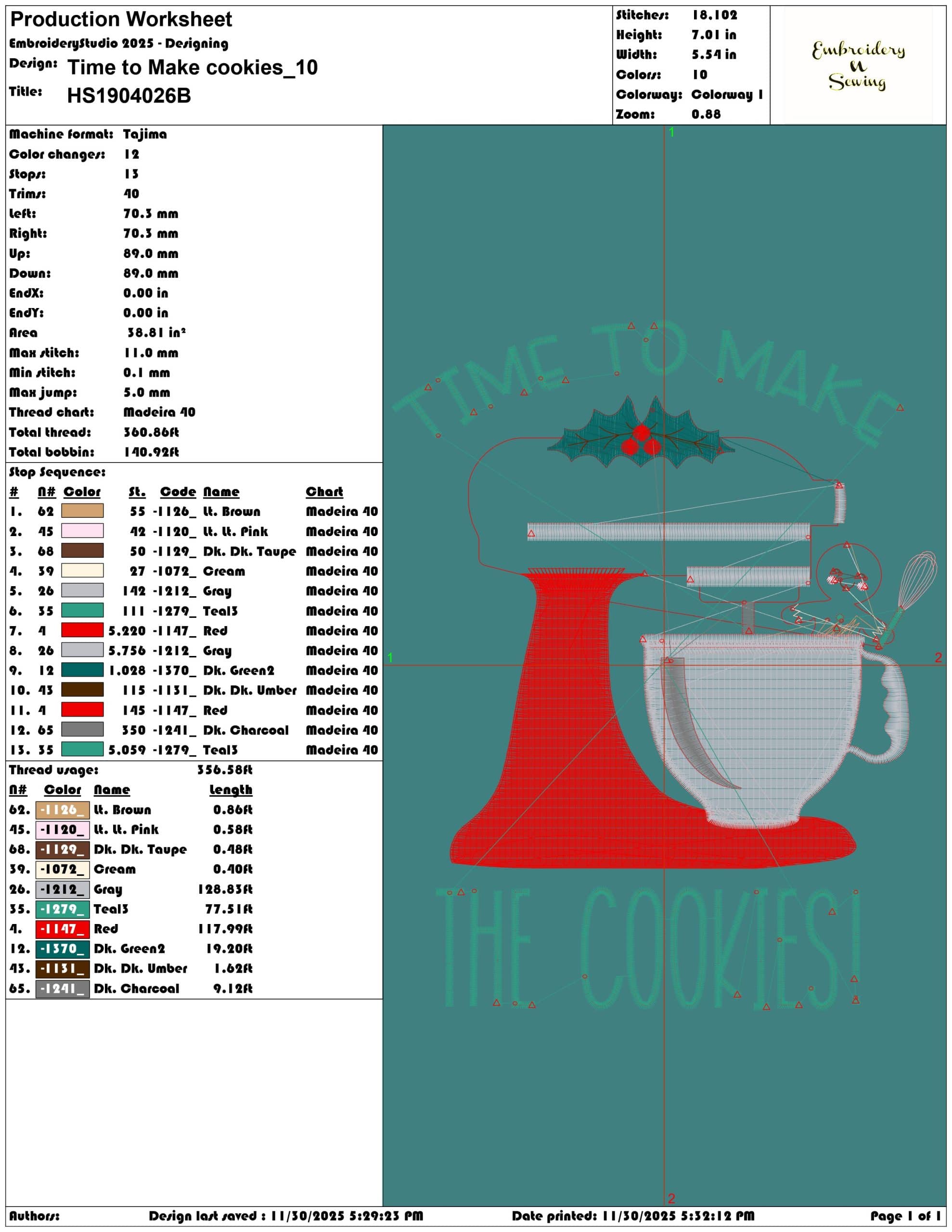Time to Make cookies- Elegant embroidery design file - instant download — view 3