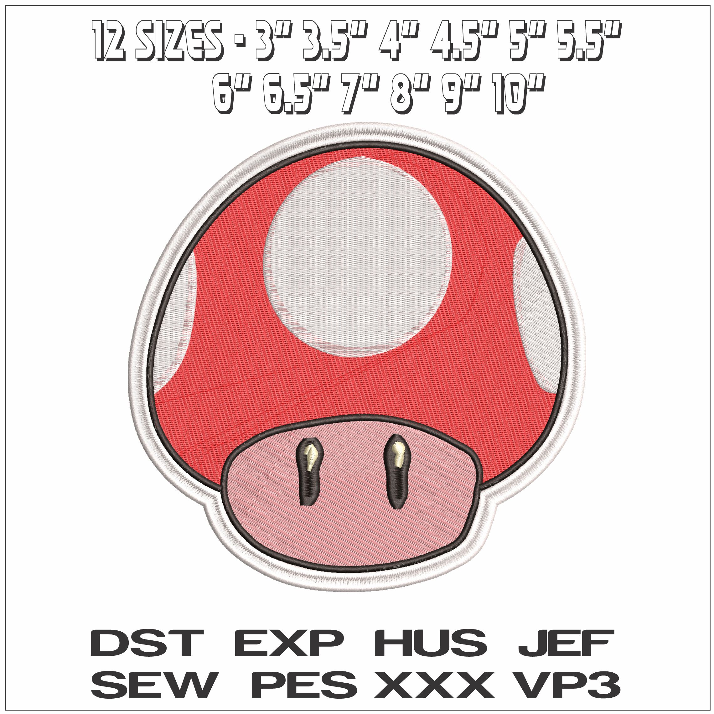 Toad Mushroom Super Mario- Elegant embroidery design file - instant download — view 2