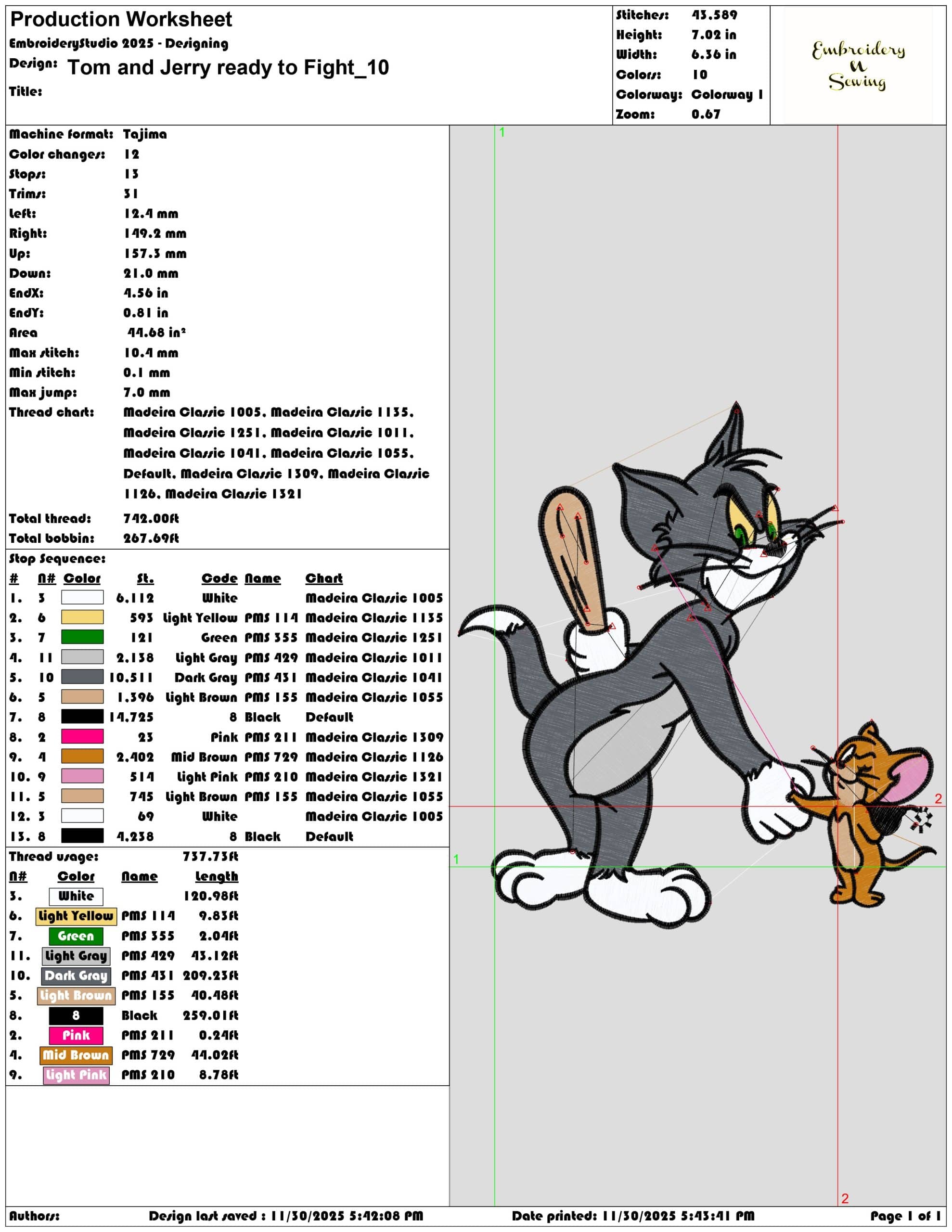 Tom and Jerry ready to Fight- Elegant embroidery design file - instant download — view 3