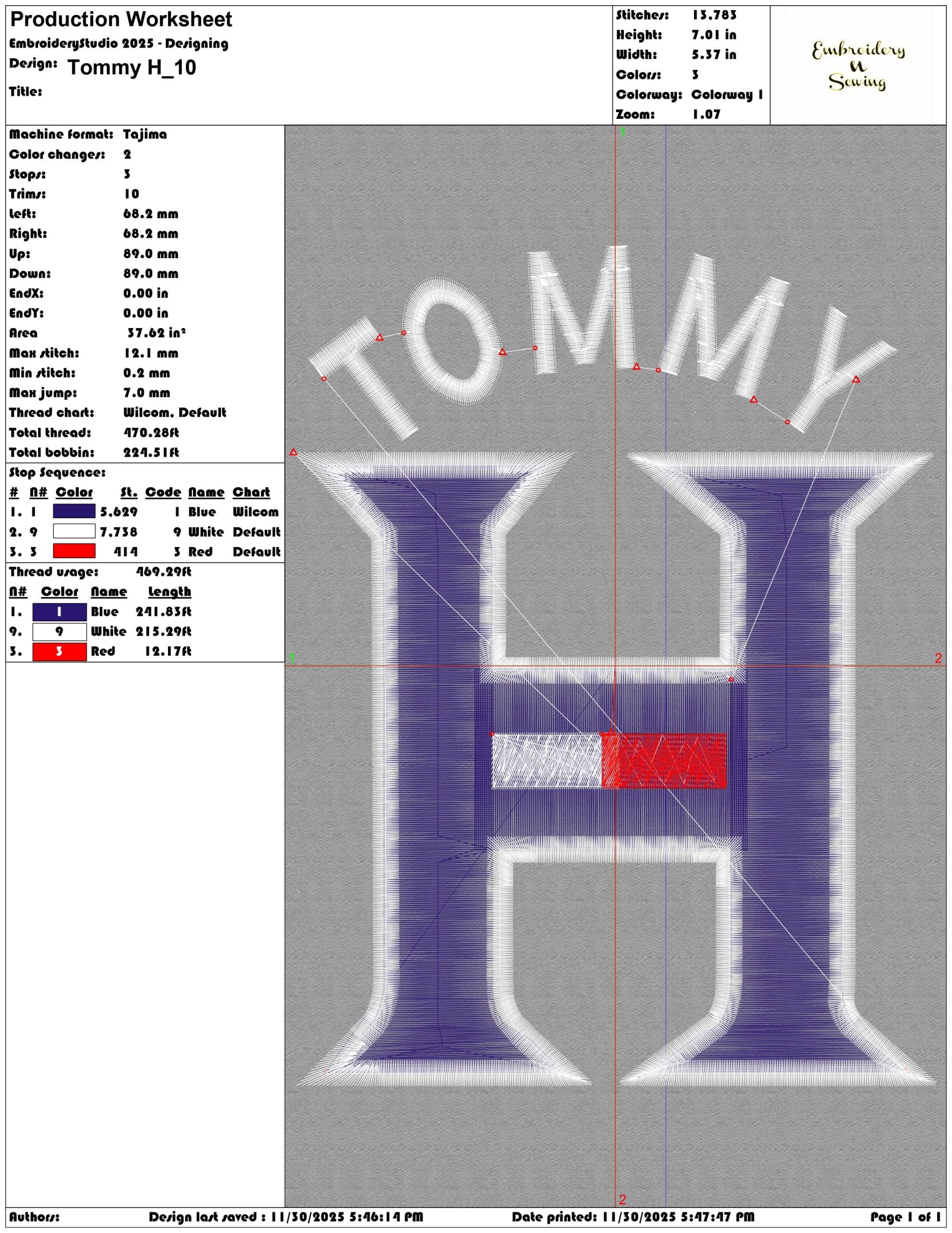 Tommy H- Elegant embroidery design file - instant download — view 3
