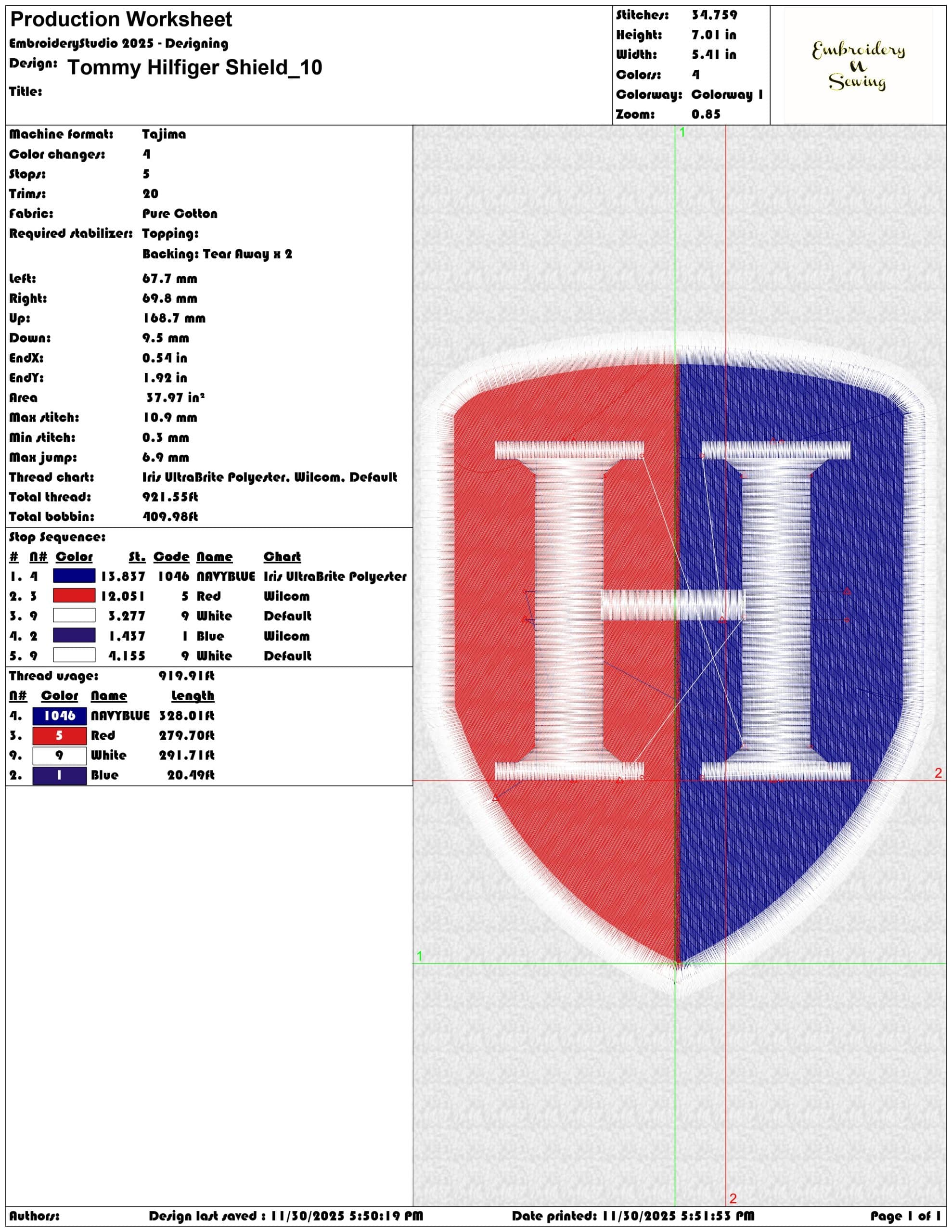 Tommy Hilfiger Shield- Elegant embroidery design file - instant download — view 3