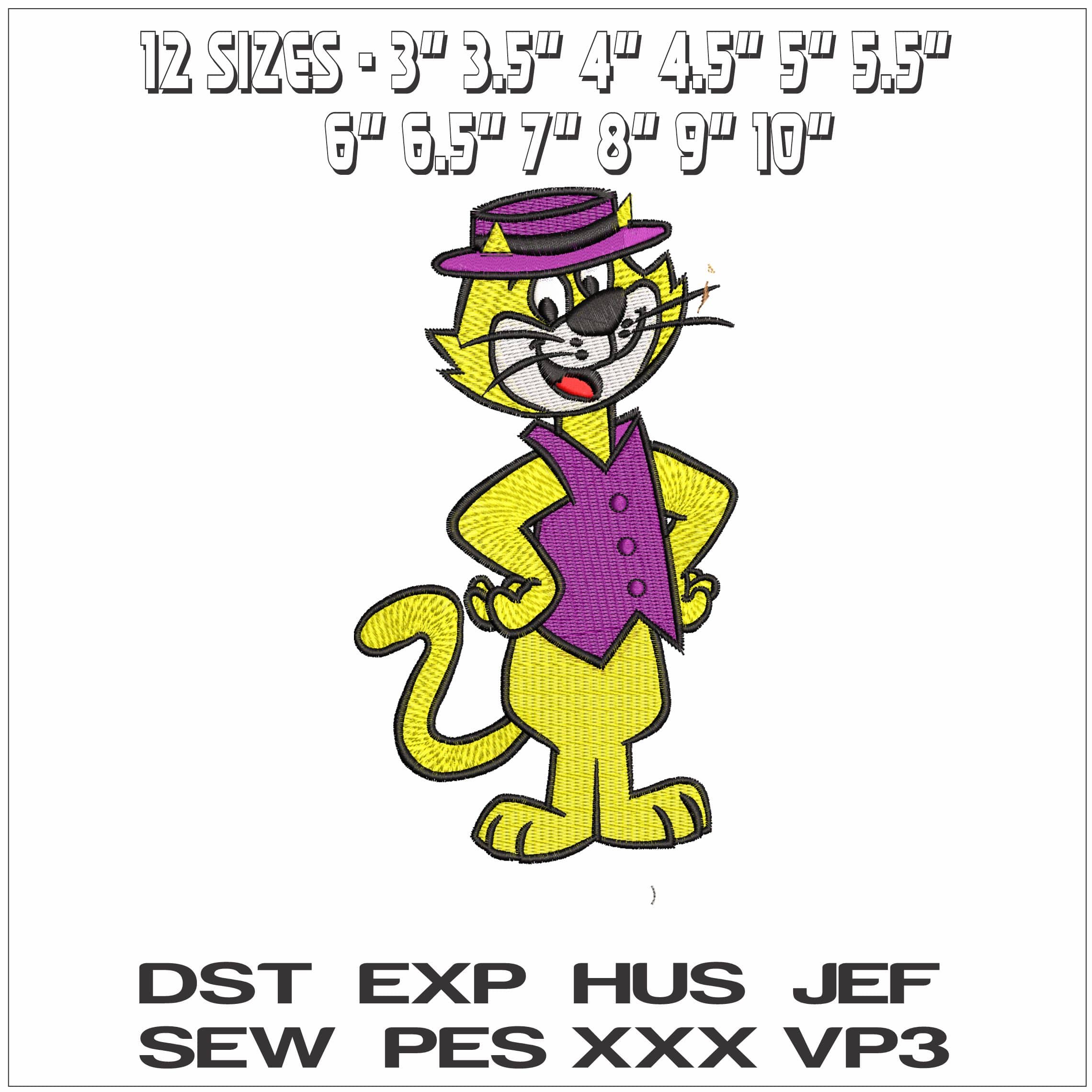 Top Cat- Elegant embroidery design file - instant download — view 2