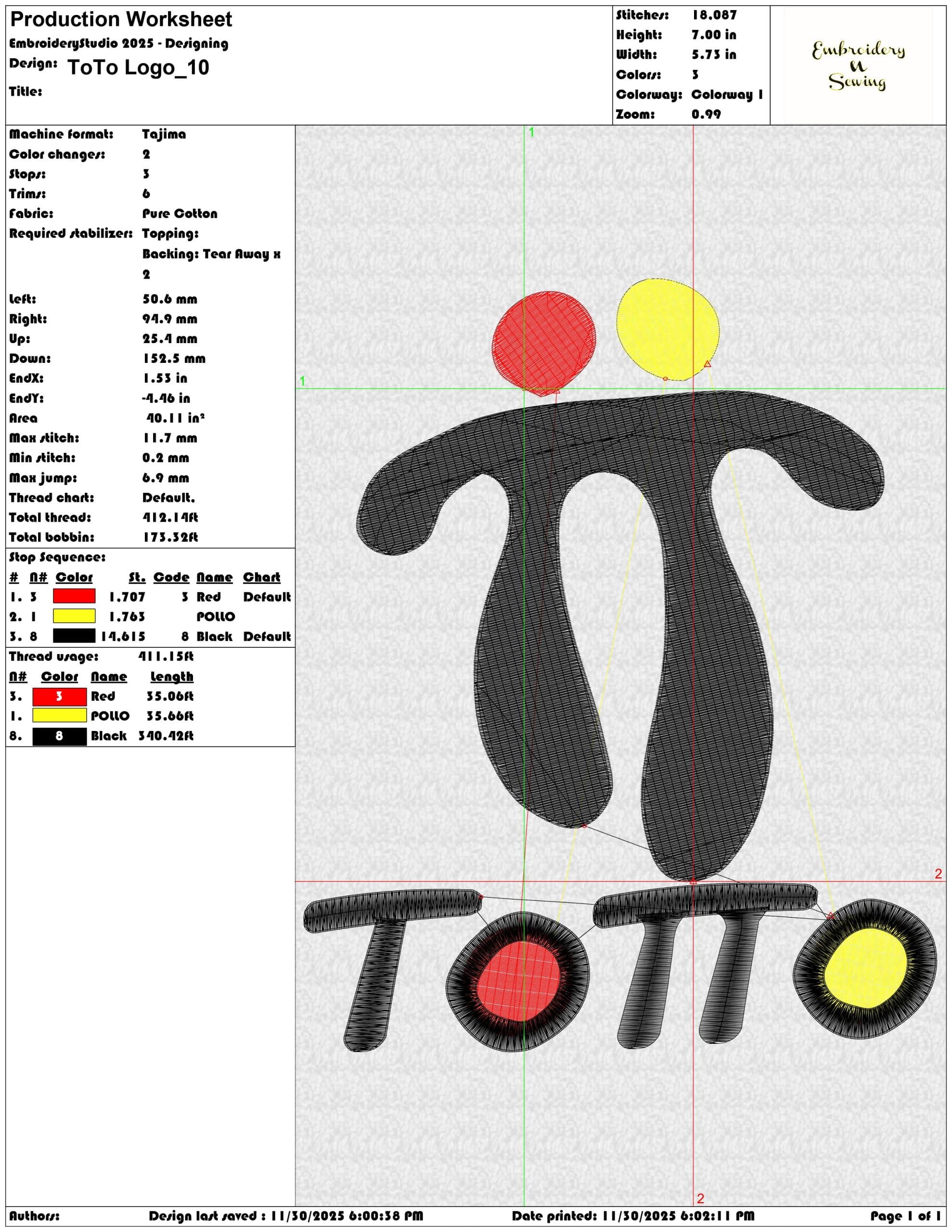 ToTo Logo- Elegant embroidery design file - instant download — view 3