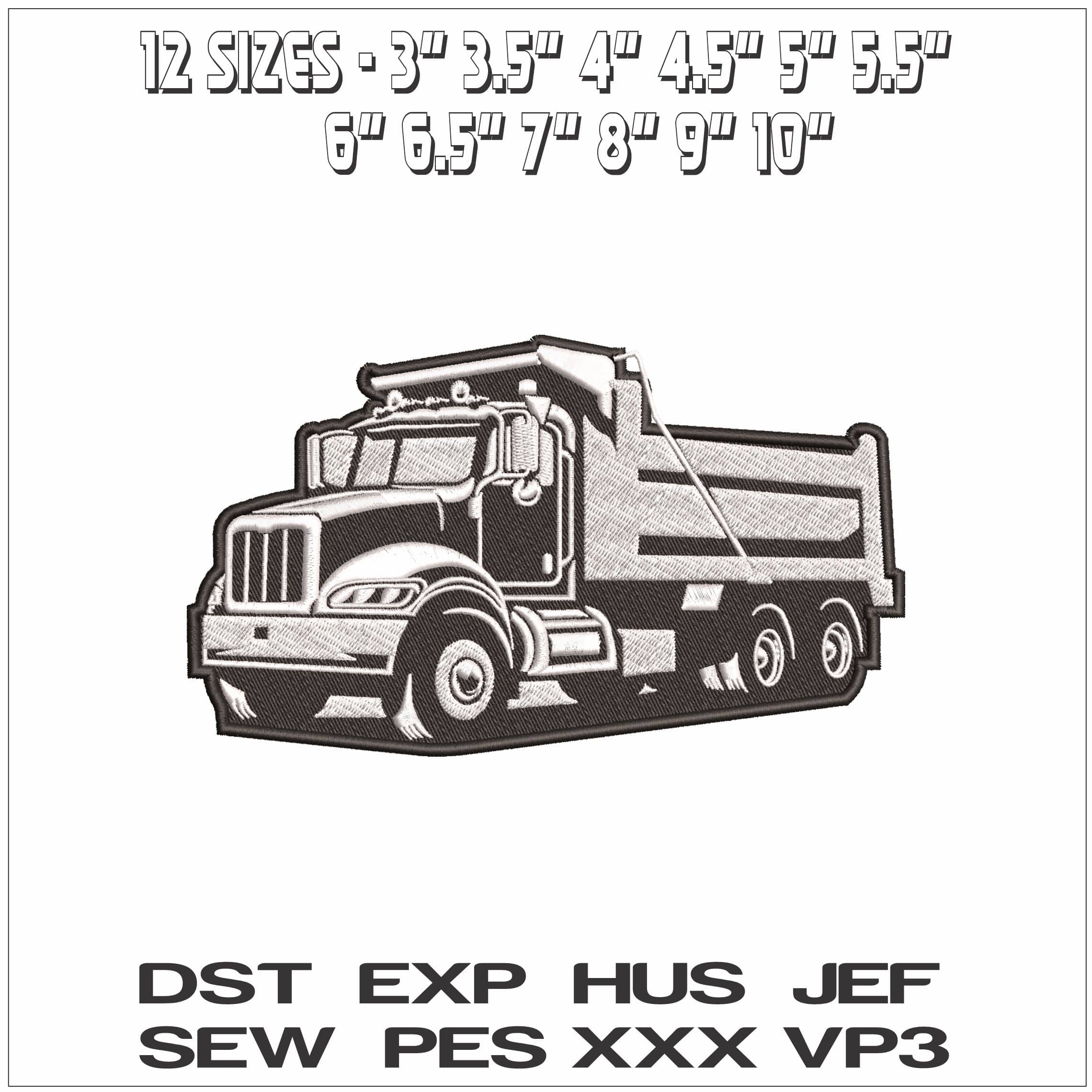 Truck Silohette- Elegant embroidery design file - instant download — view 2