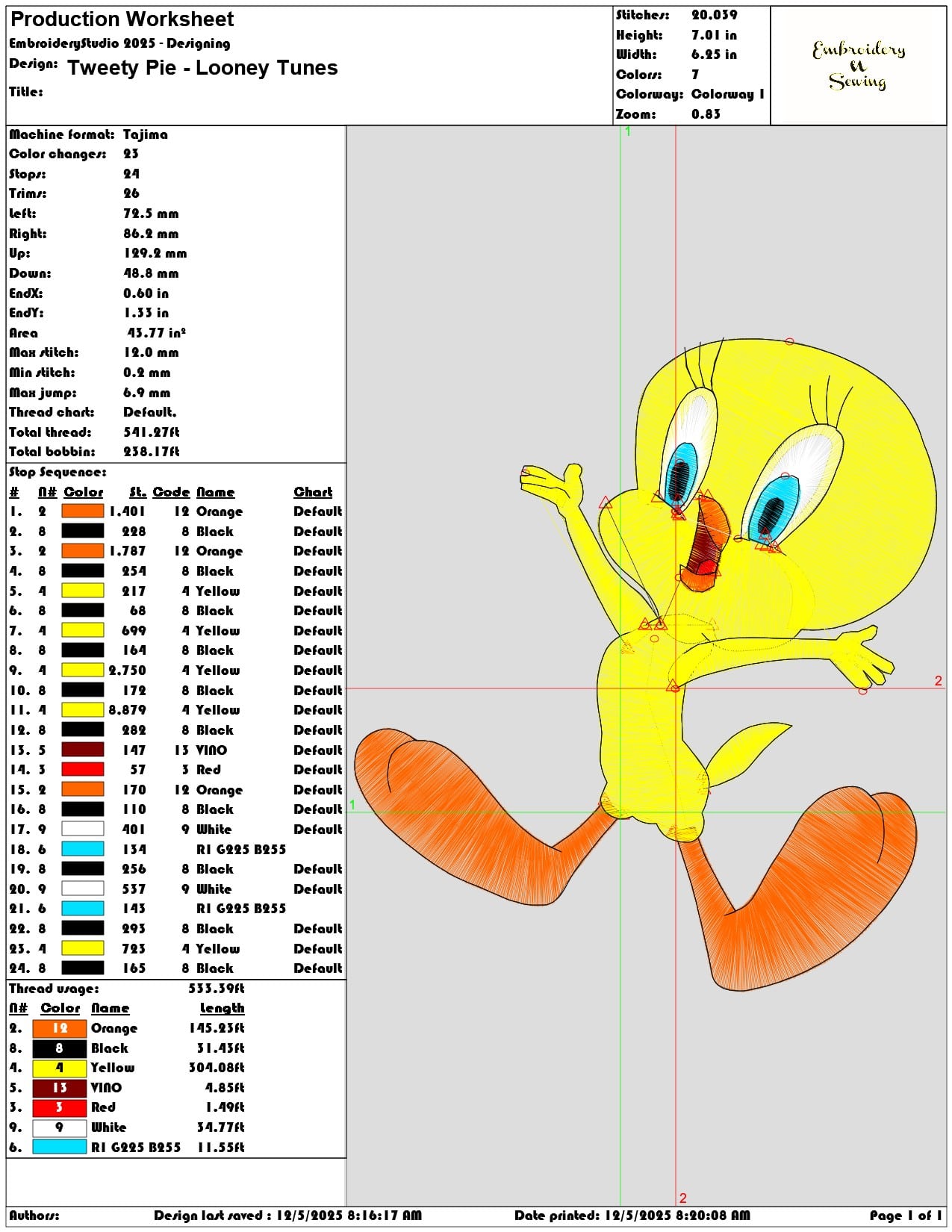 Tweety Pie Looney Tunes- Elegant embroidery design file - instant download — view 3