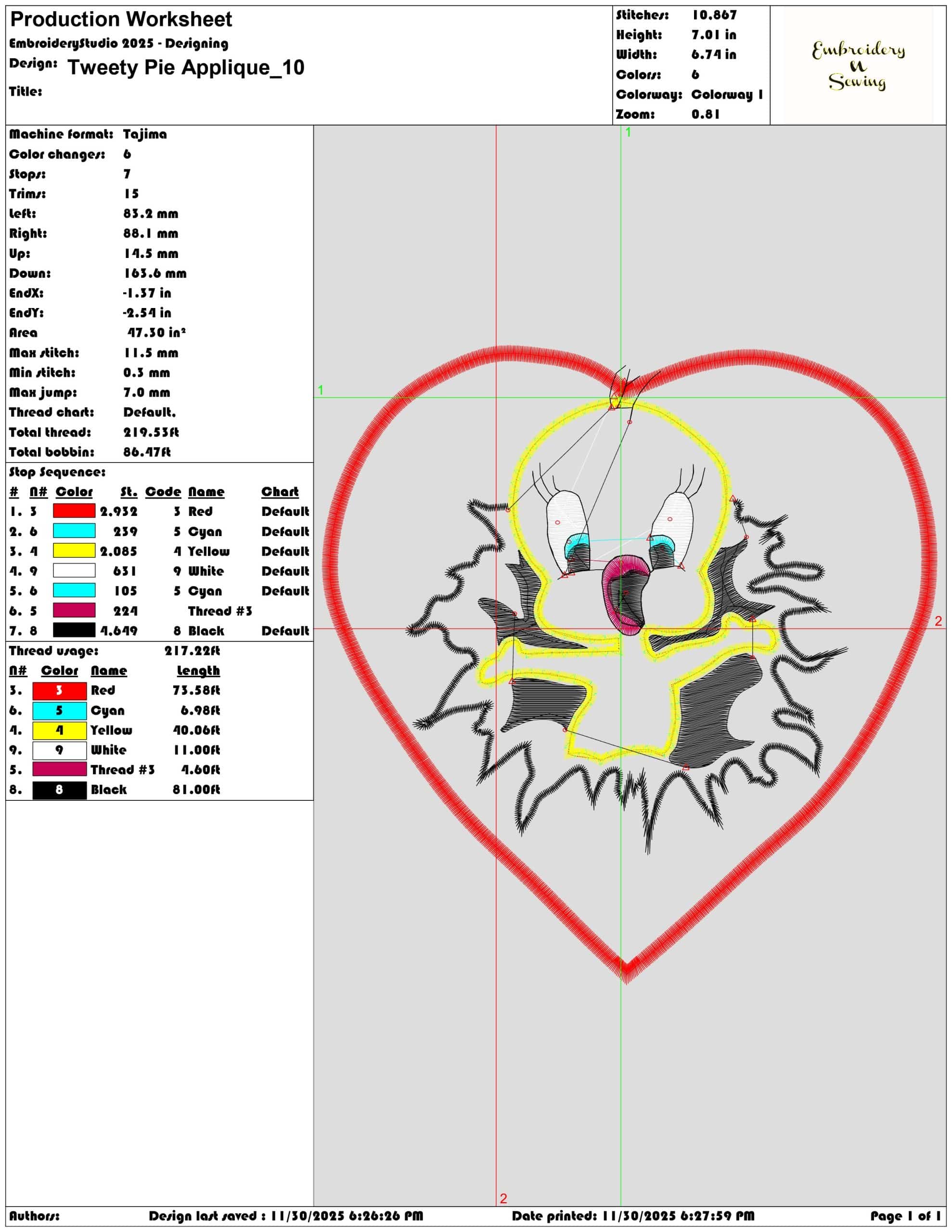 Tweety Pie Applique- Elegant embroidery design file - instant download — view 3