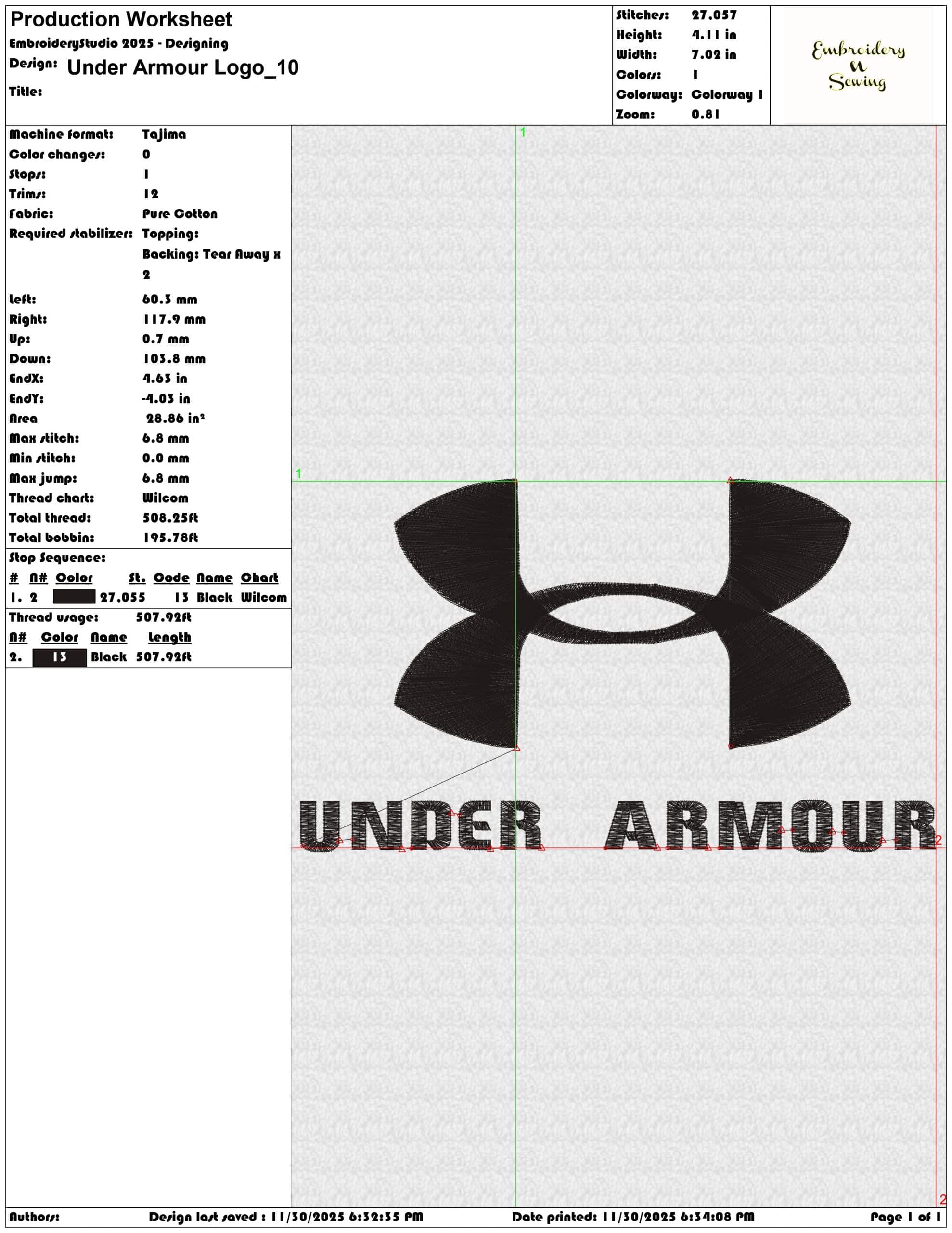 Under Armour Logo - Elegant embroidery design file - instant download — view 3