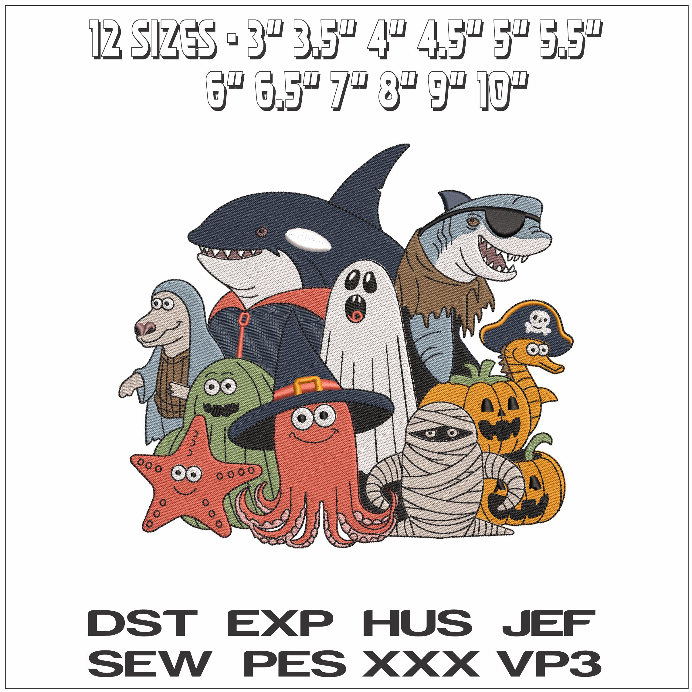 Undersea Halloween - Elegant embroidery design file - instant download — view 2