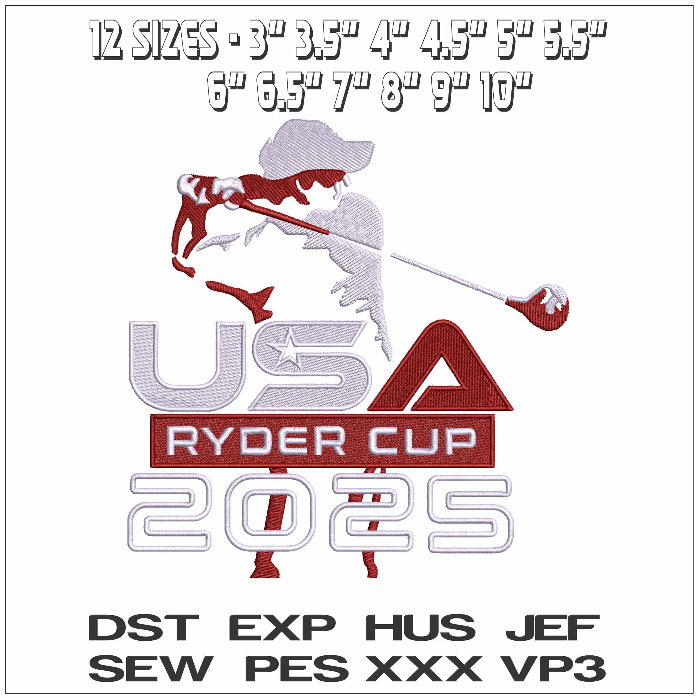 USA Ryder Cup Back- Elegant embroidery design file - instant download — view 2