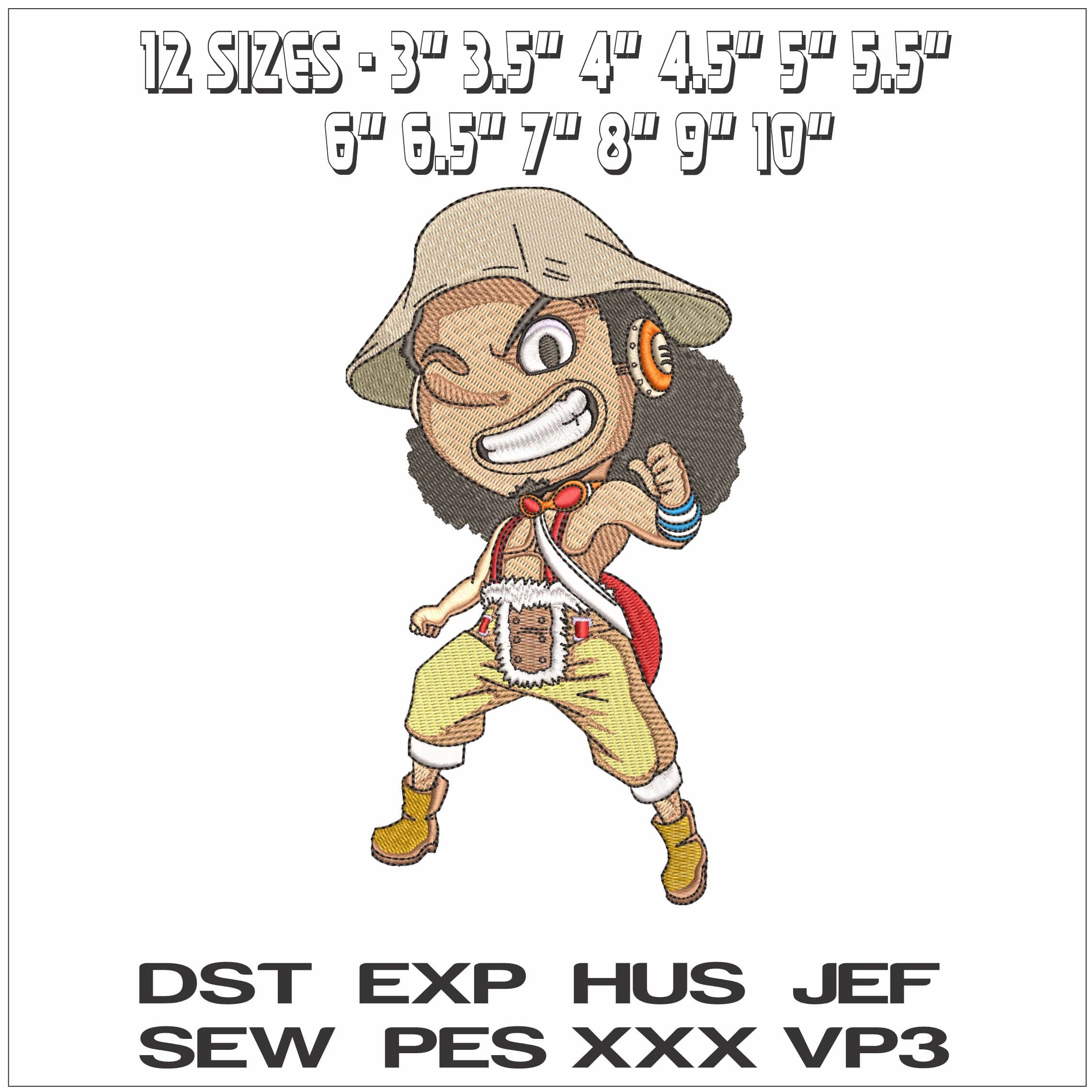 Usopp One Piece Anime- Elegant embroidery design file - instant download — view 2