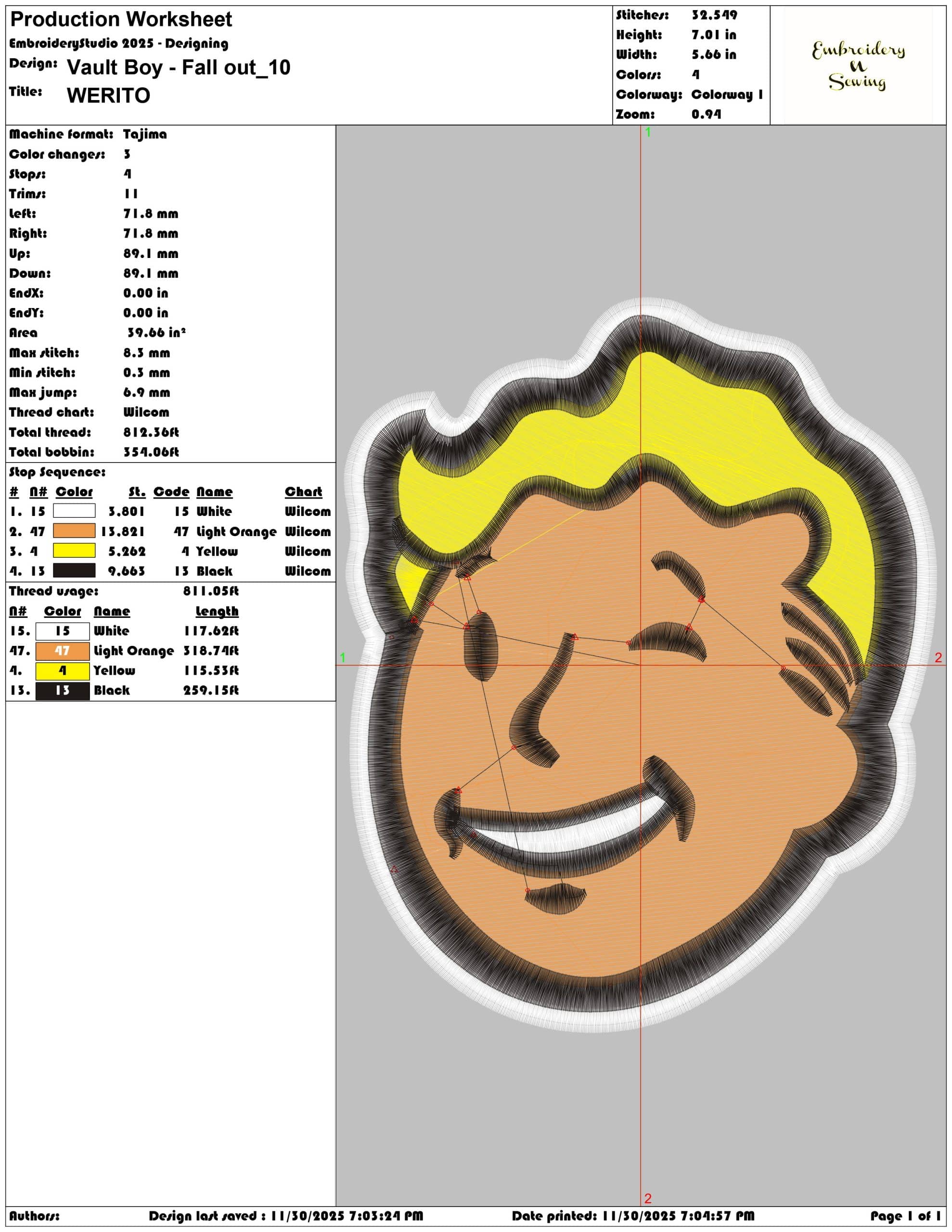 Vault Boy Fall out- Elegant embroidery design file - instant download — view 3