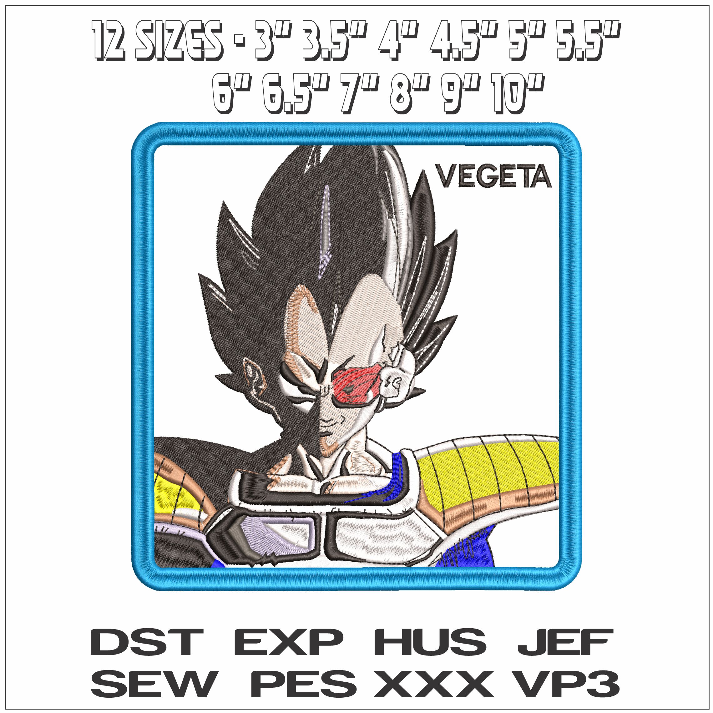 Vegata ready for battle in frame Anime- Elegant embroidery design file - instant download — view 2