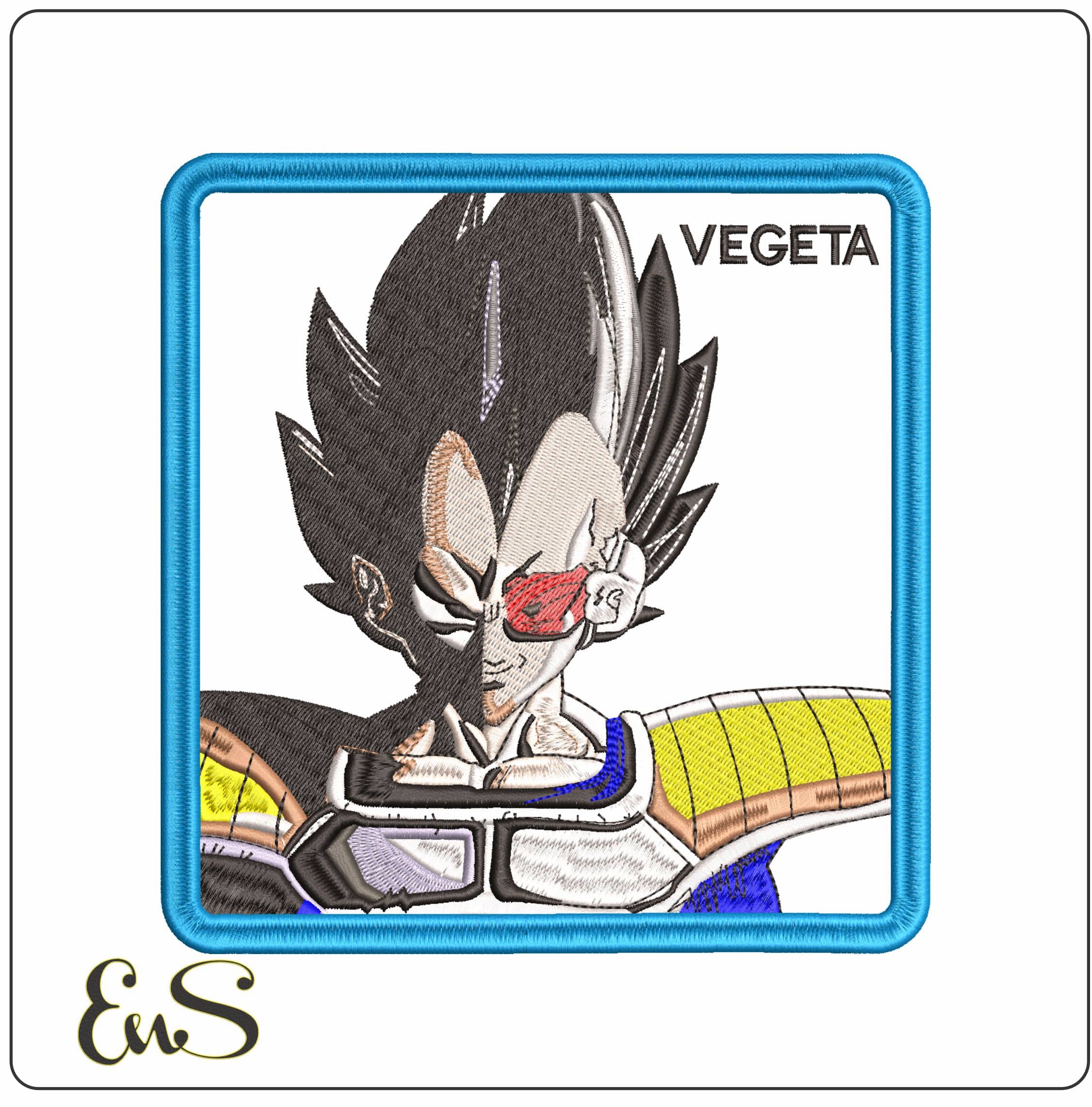Vegata ready for battle in frame Anime- Elegant embroidery design file - instant download