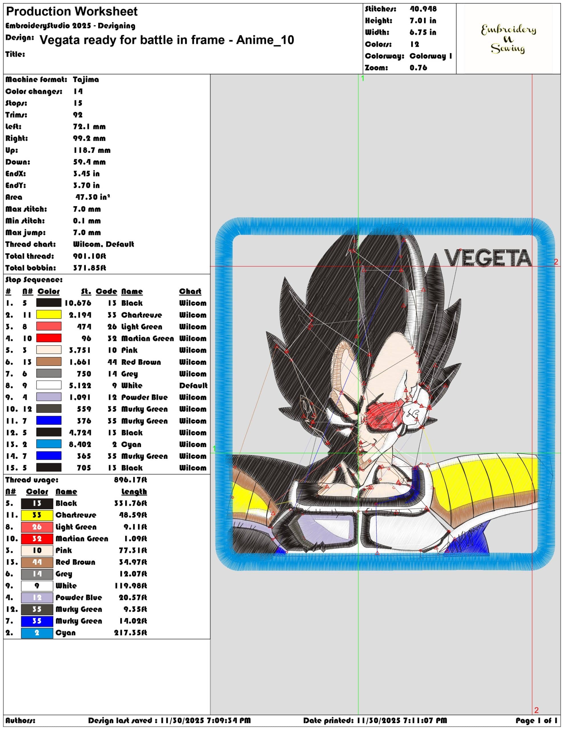 Vegata ready for battle in frame Anime- Elegant embroidery design file - instant download — view 3