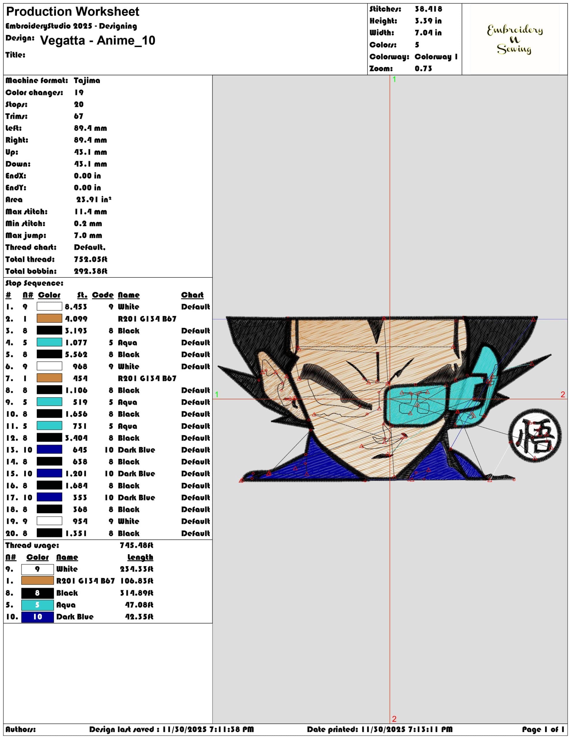 Vegatta Anime- Elegant embroidery design file - instant download — view 3