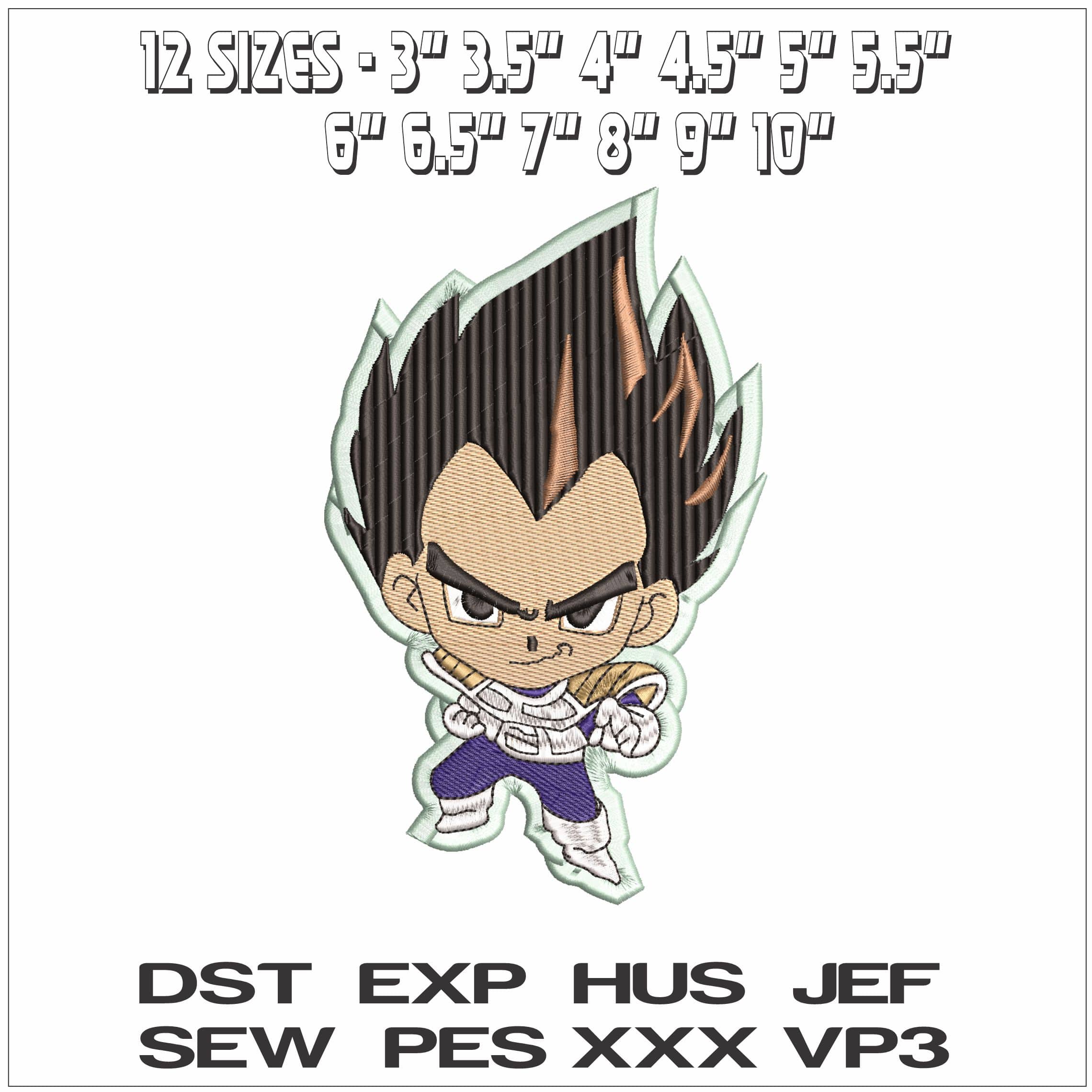 Vegatta Chibi Anime- Elegant embroidery design file - instant download — view 2