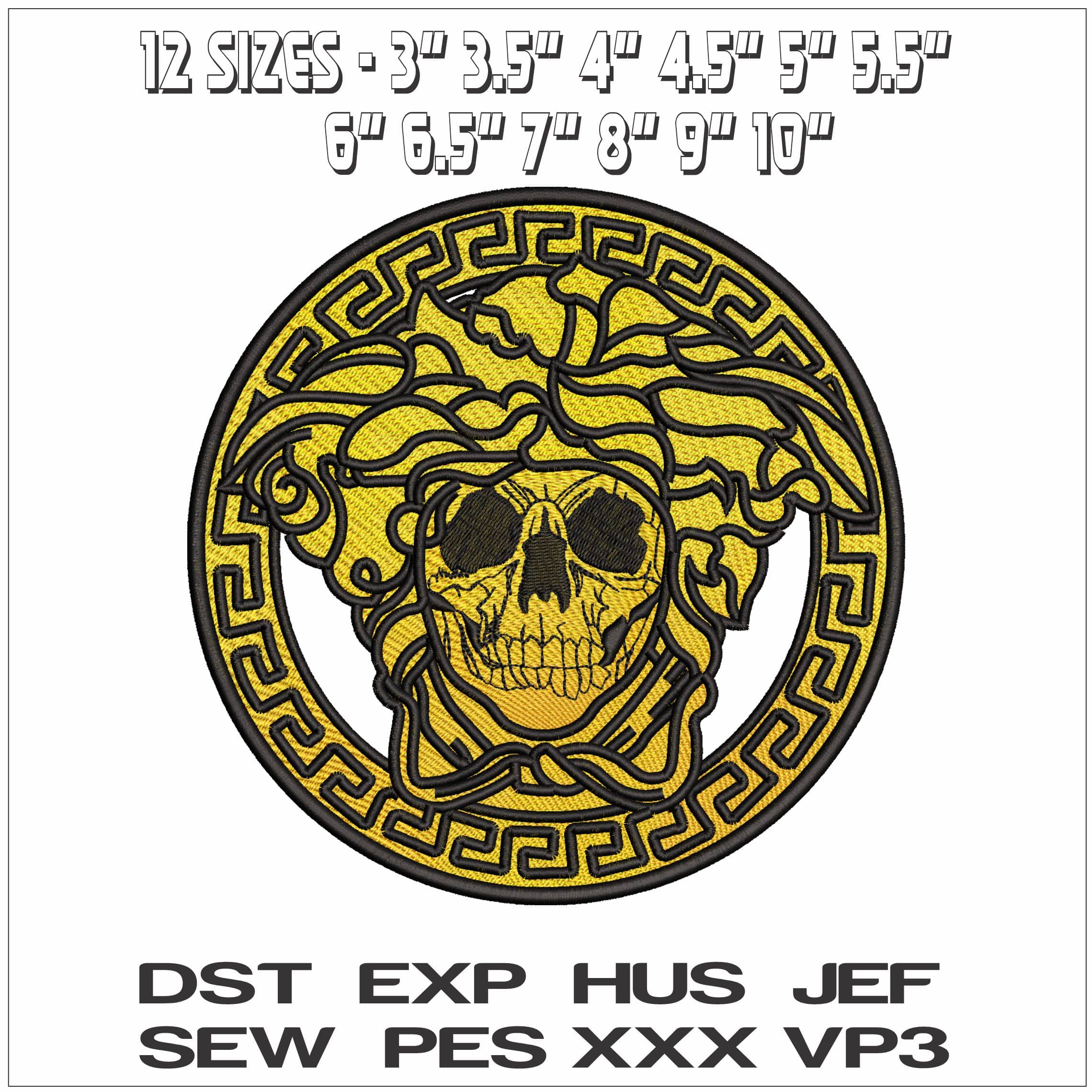 Versace Beat Skull Logo- Elegant embroidery design file - instant download — view 2