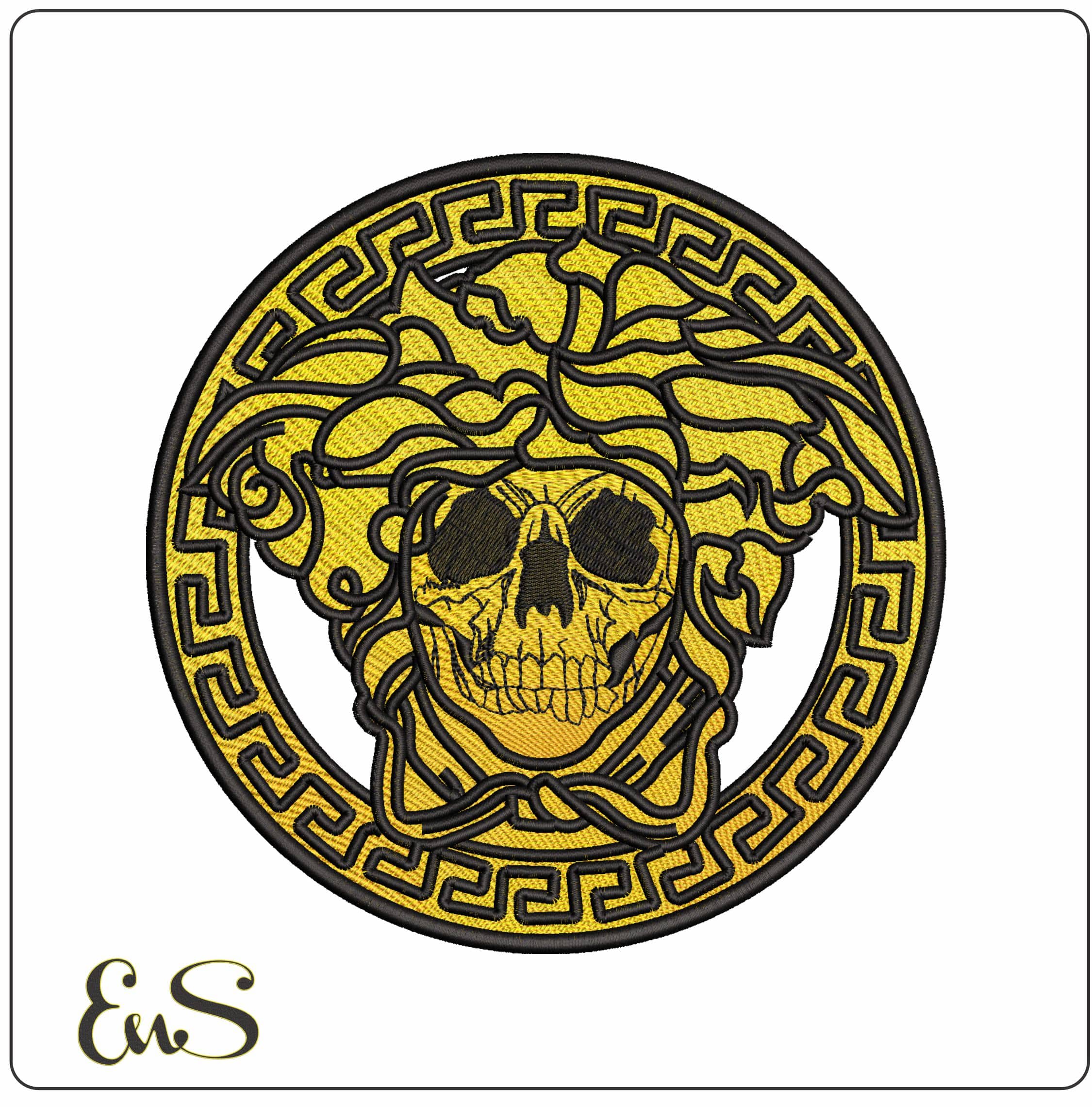 Versace Beat Skull Logo- Elegant embroidery design file - instant download