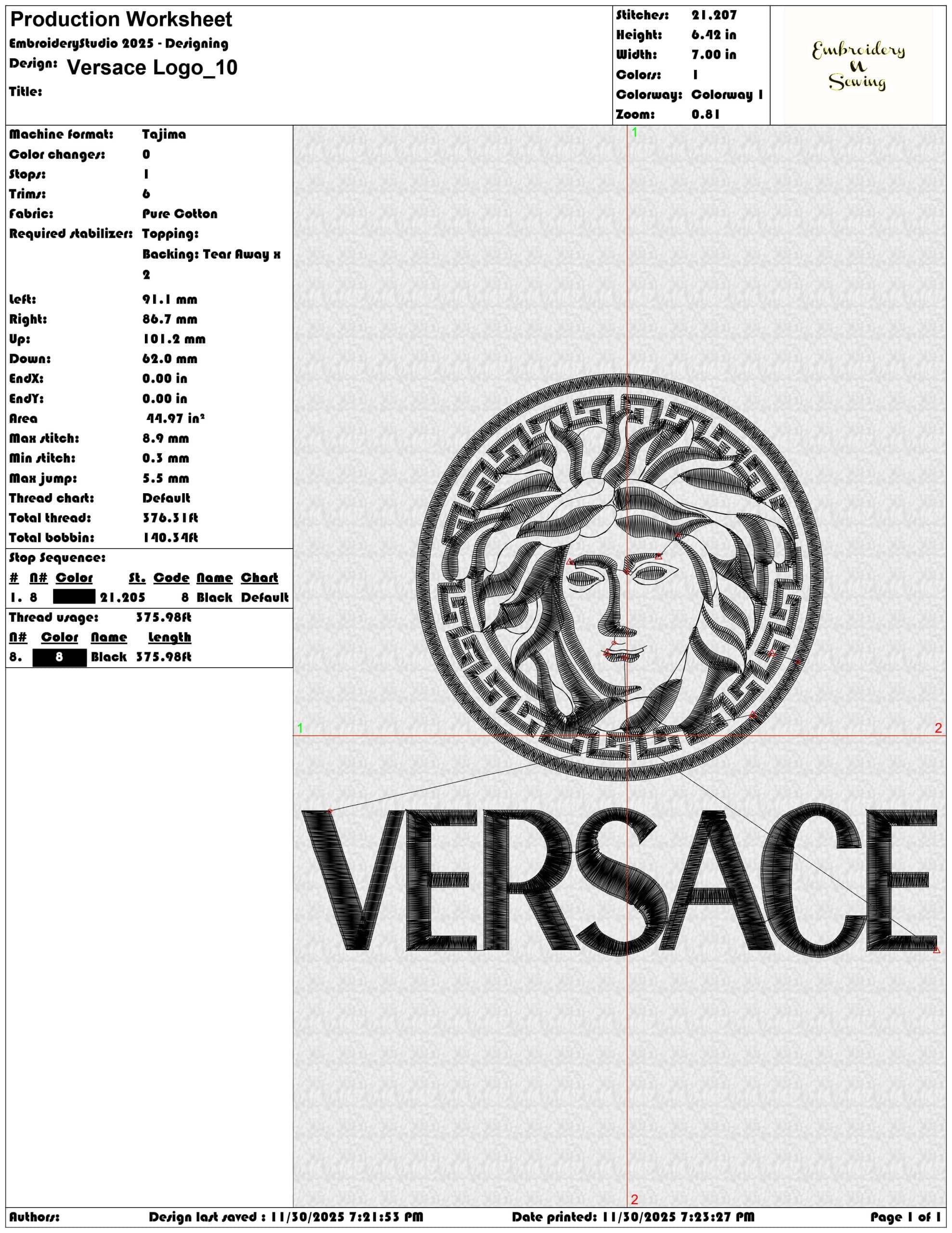 Versace Logo- Elegant embroidery design file - instant download — view 3