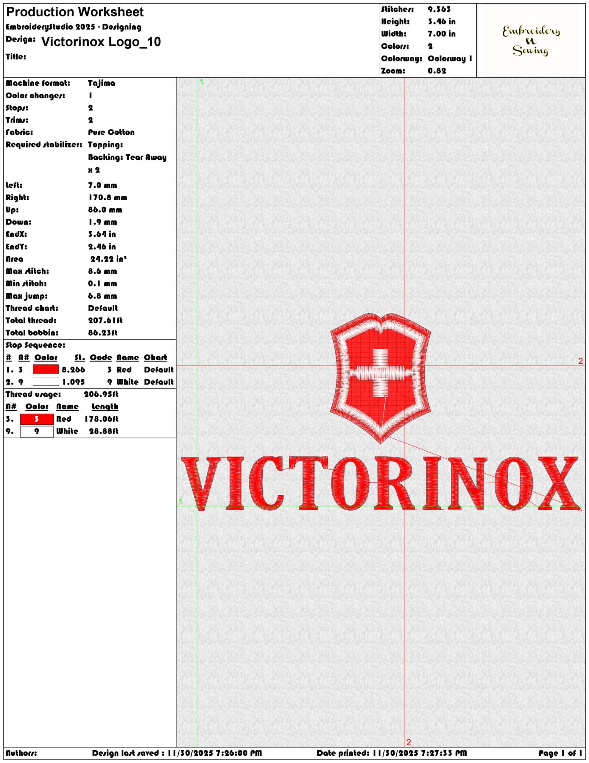 Victorinox Logo- Elegant embroidery design file - instant download — view 3