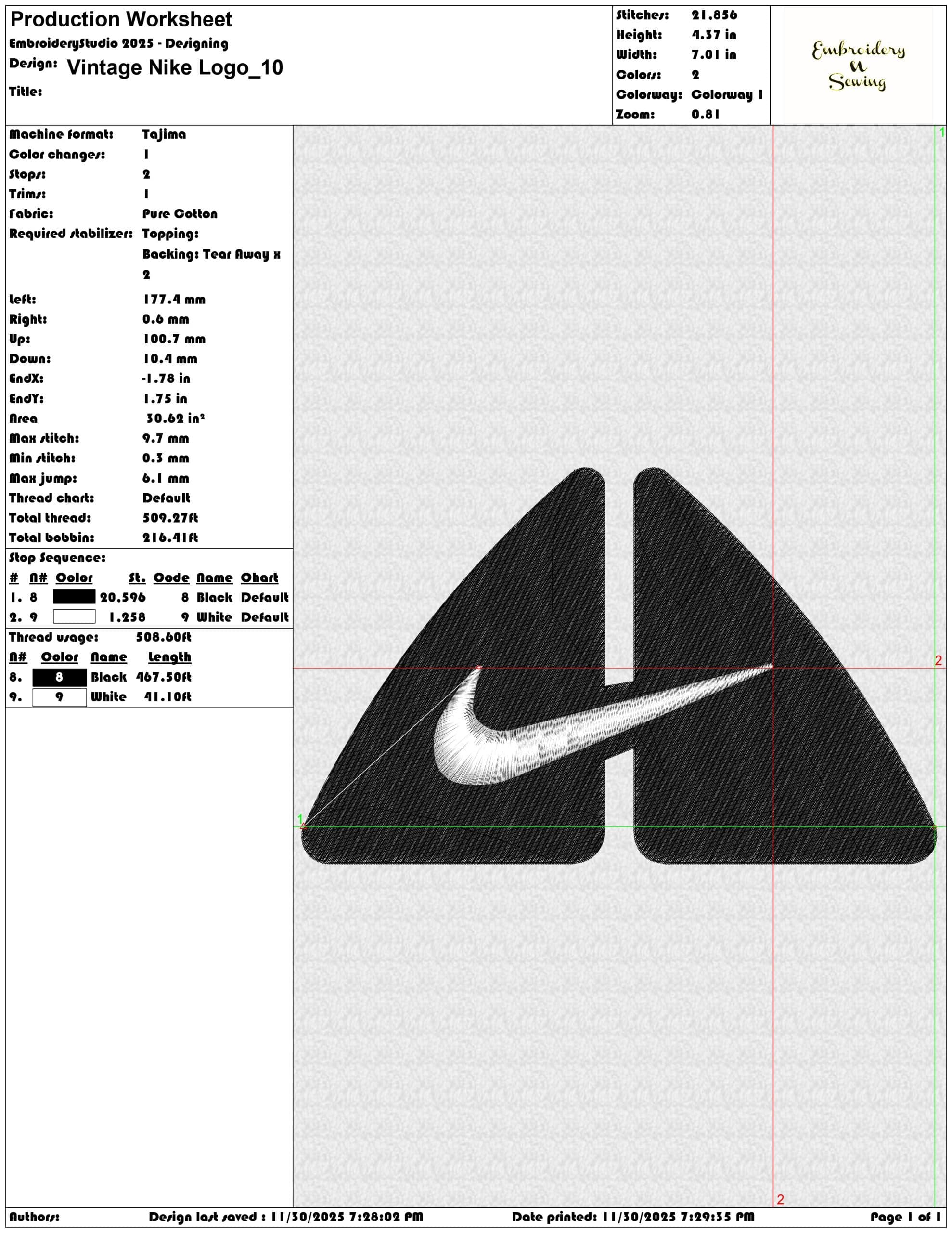 Vintage Nike Logo- Elegant embroidery design file - instant download — view 3