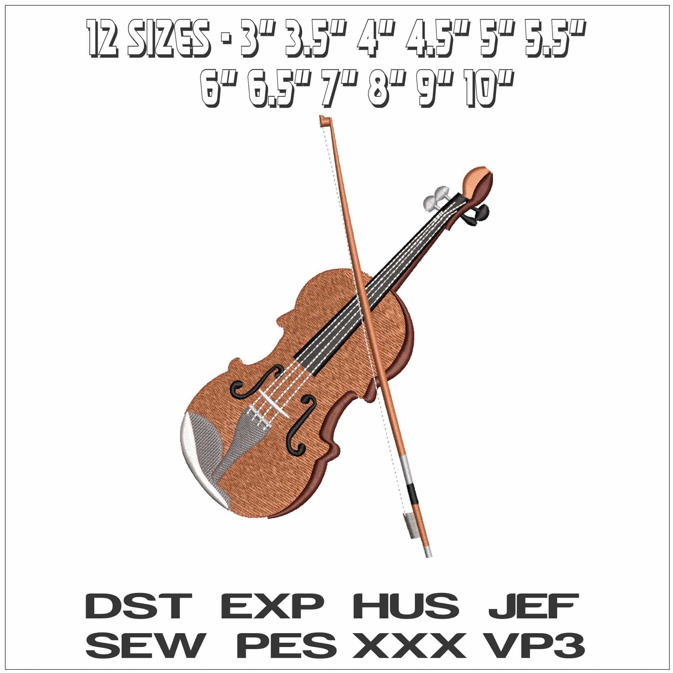 Violin and Bow- Elegant embroidery design file - instant download — view 2