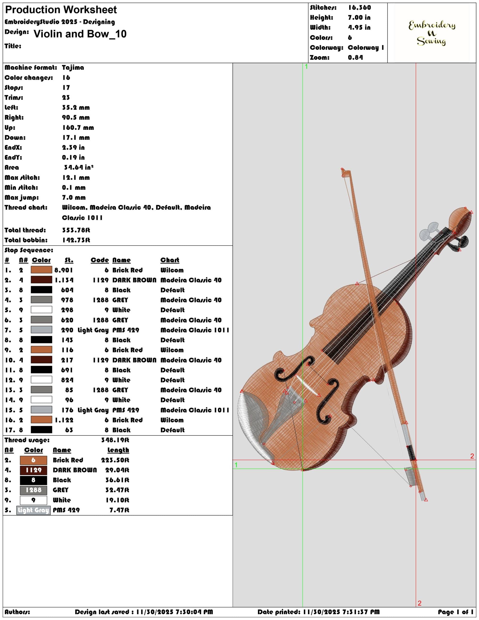 Violin and Bow- Elegant embroidery design file - instant download — view 3