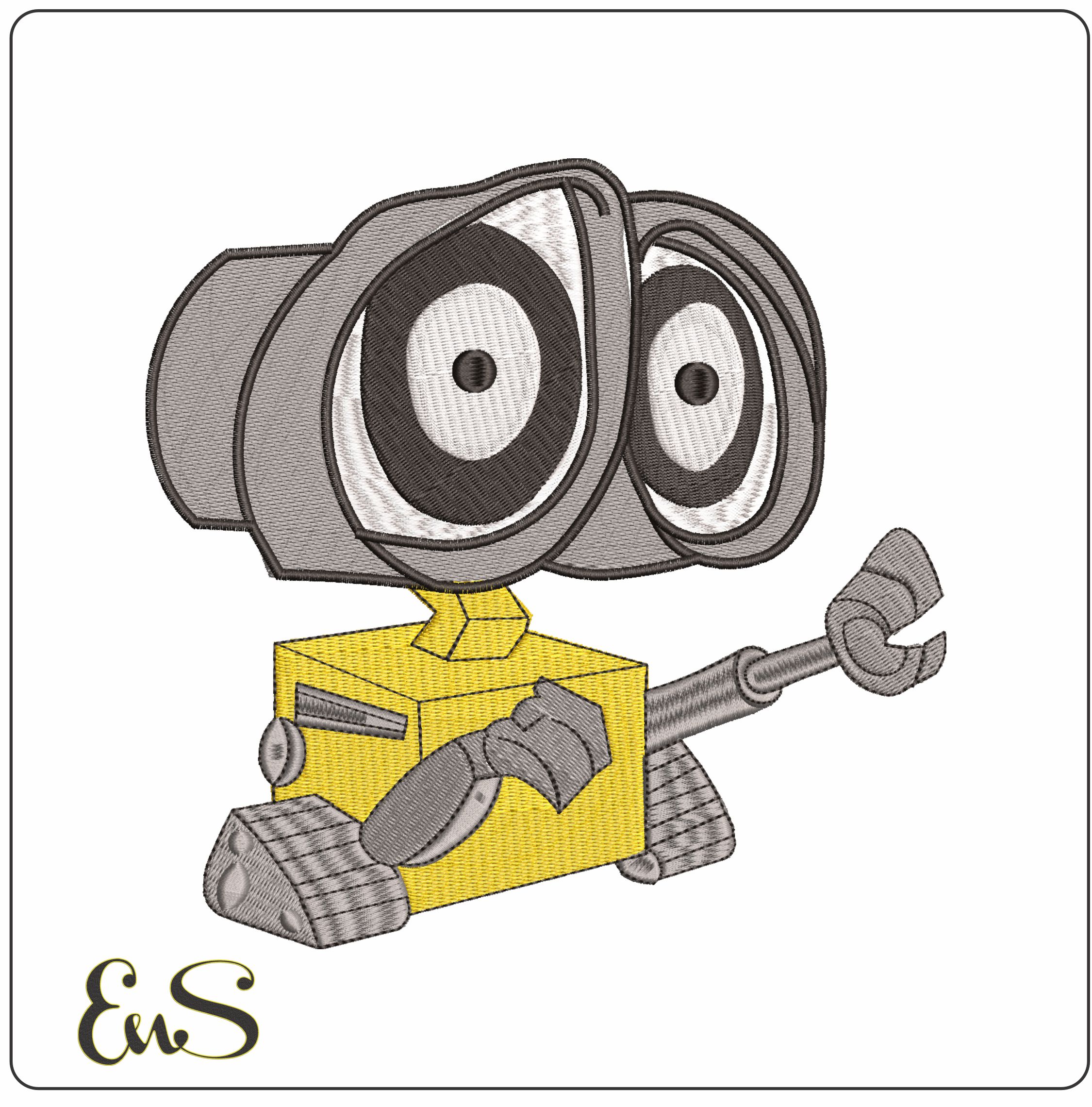 Wall E- Elegant embroidery design file - instant download