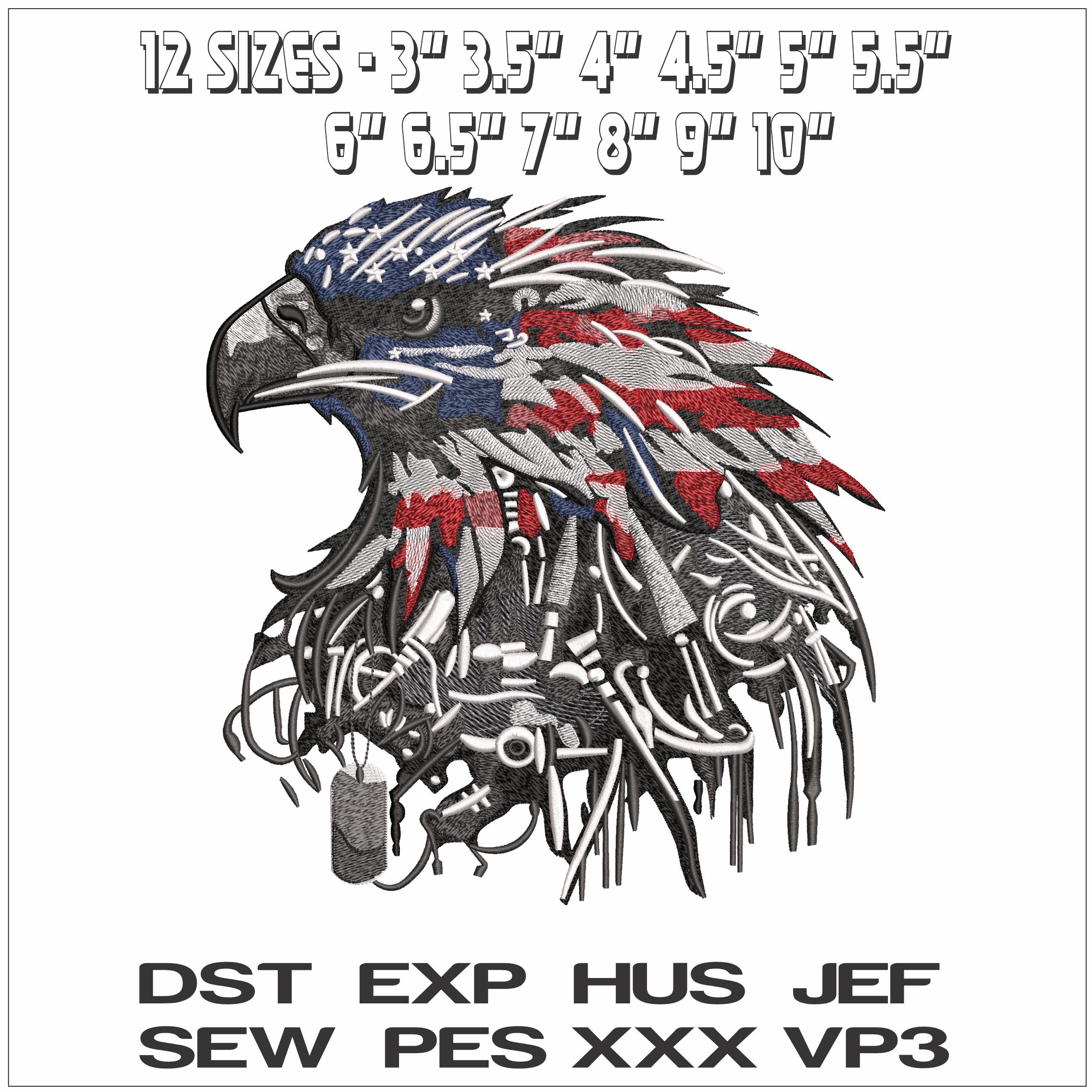 War Eagle USA Flag- Elegant embroidery design file - instant download — view 2