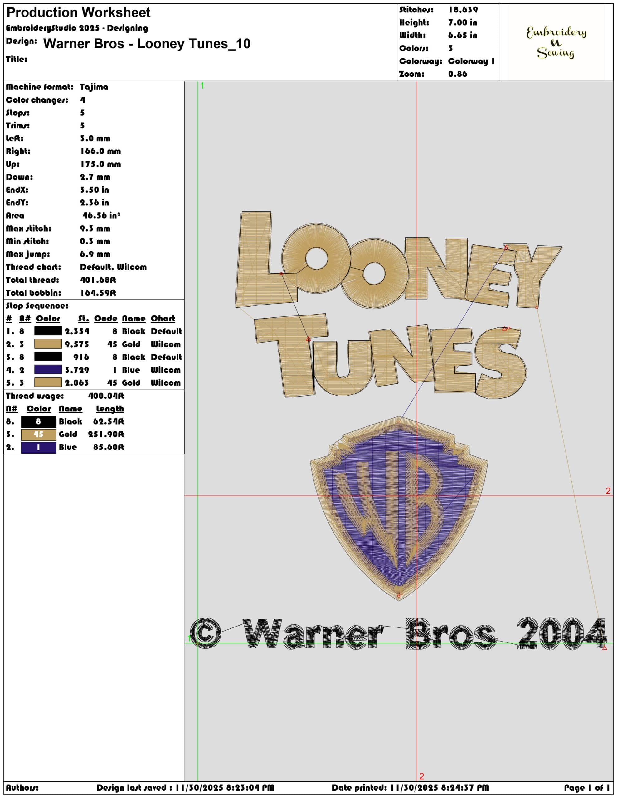 Warner Bros Looney Tunes- Elegant embroidery design file - instant download — view 3