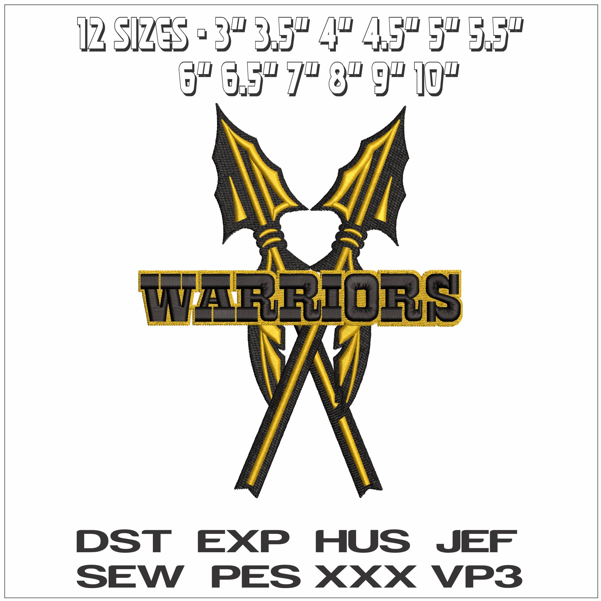 Warriors Cross Country- Elegant embroidery design file - instant download — view 2