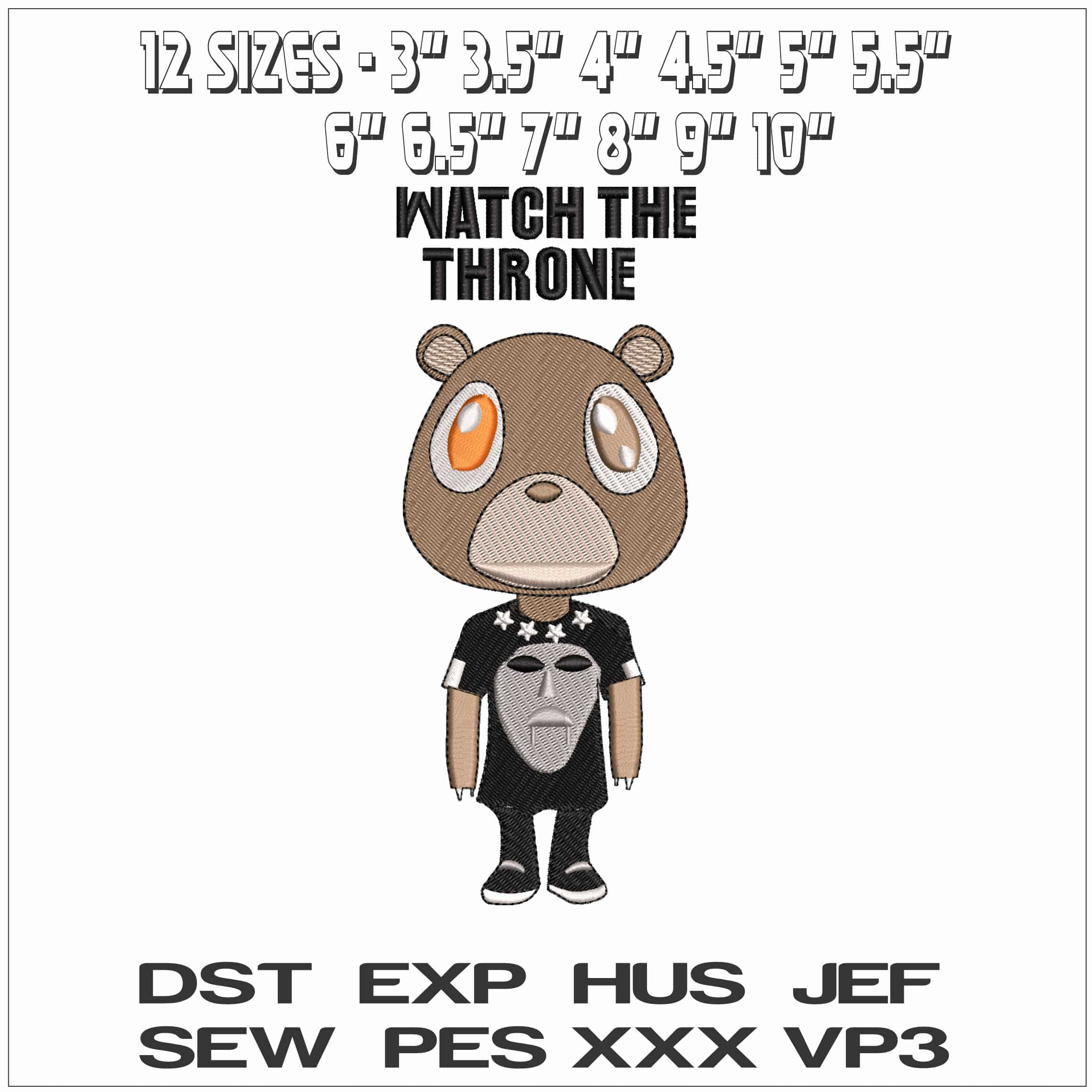 Watch the Throne Kanye West Yeeze Designs- Elegant embroidery design file - instant download — view 2