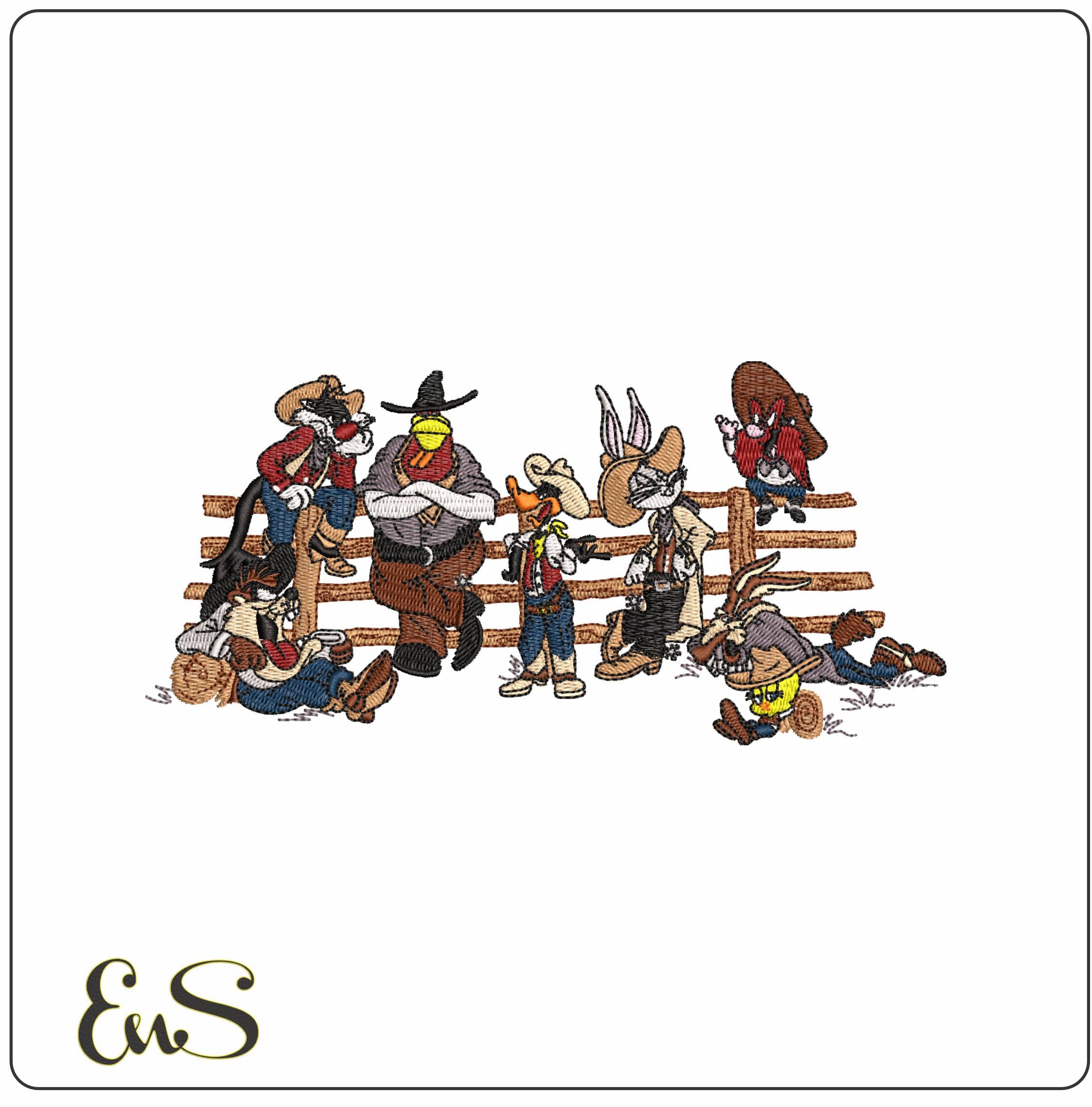 Western Looney Tunes- Elegant embroidery design file - instant download