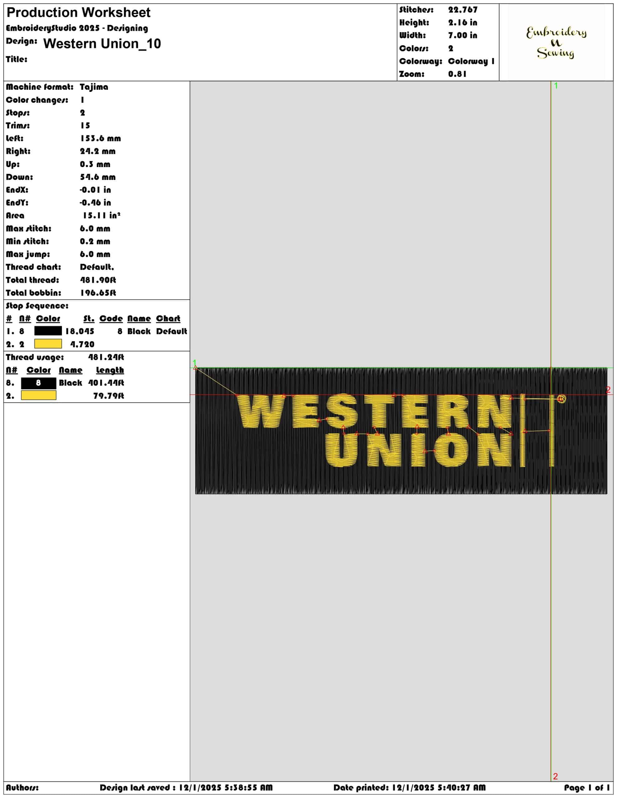 Western Union- Elegant embroidery design file - instant download — view 3