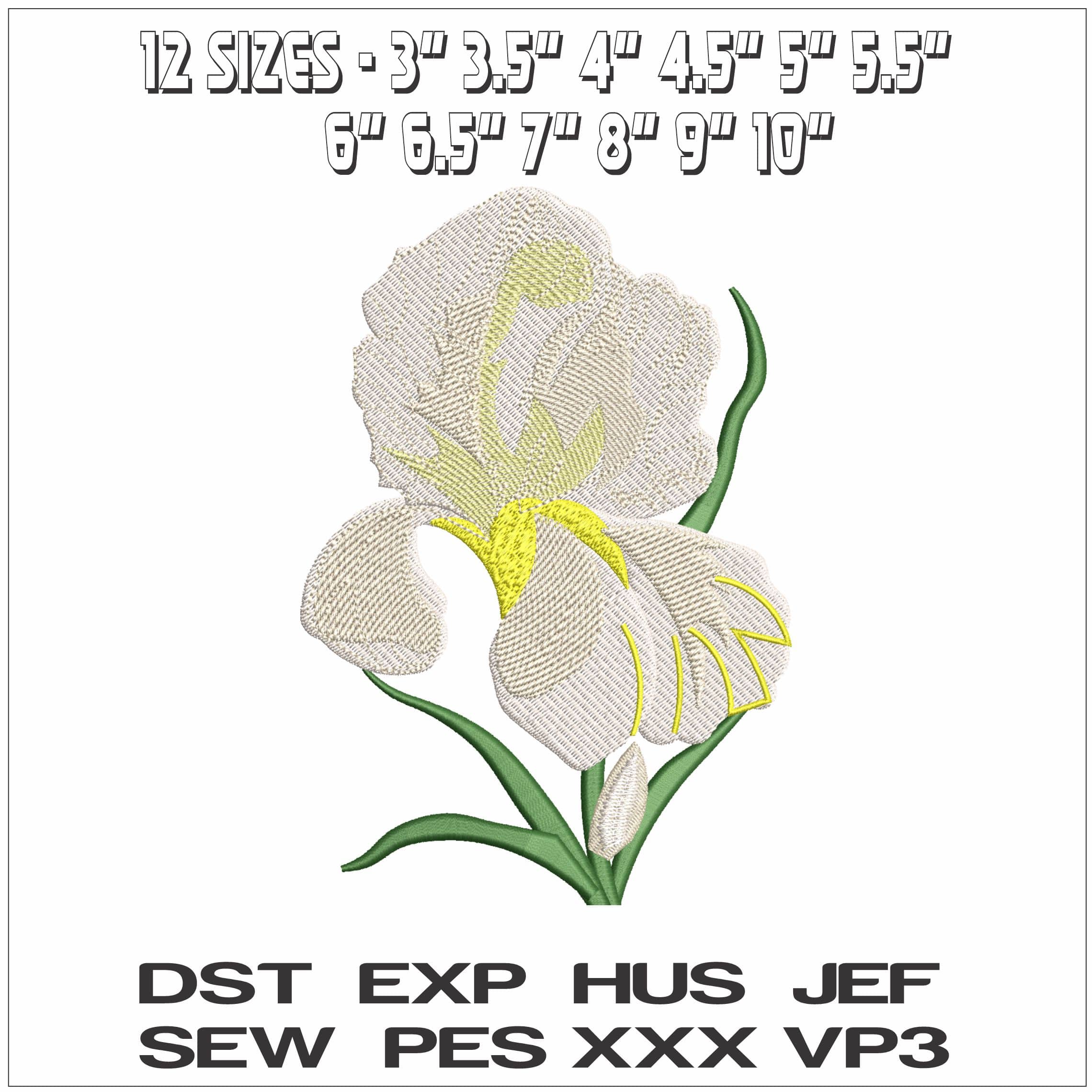 White Lilly- Elegant embroidery design file - instant download — view 2