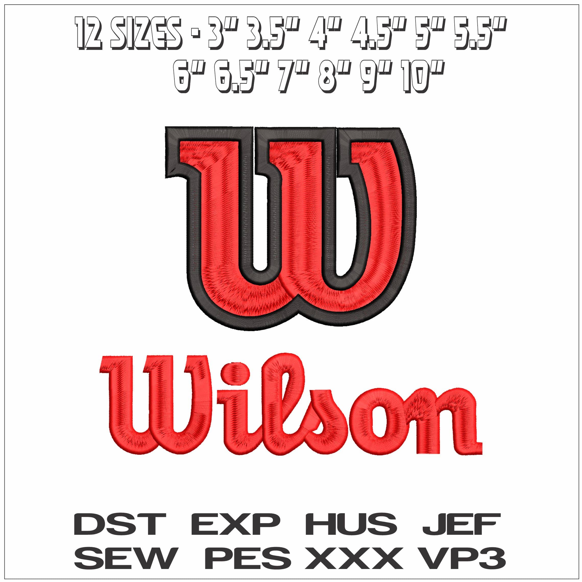Wilson Logo- Elegant embroidery design file - instant download — view 2