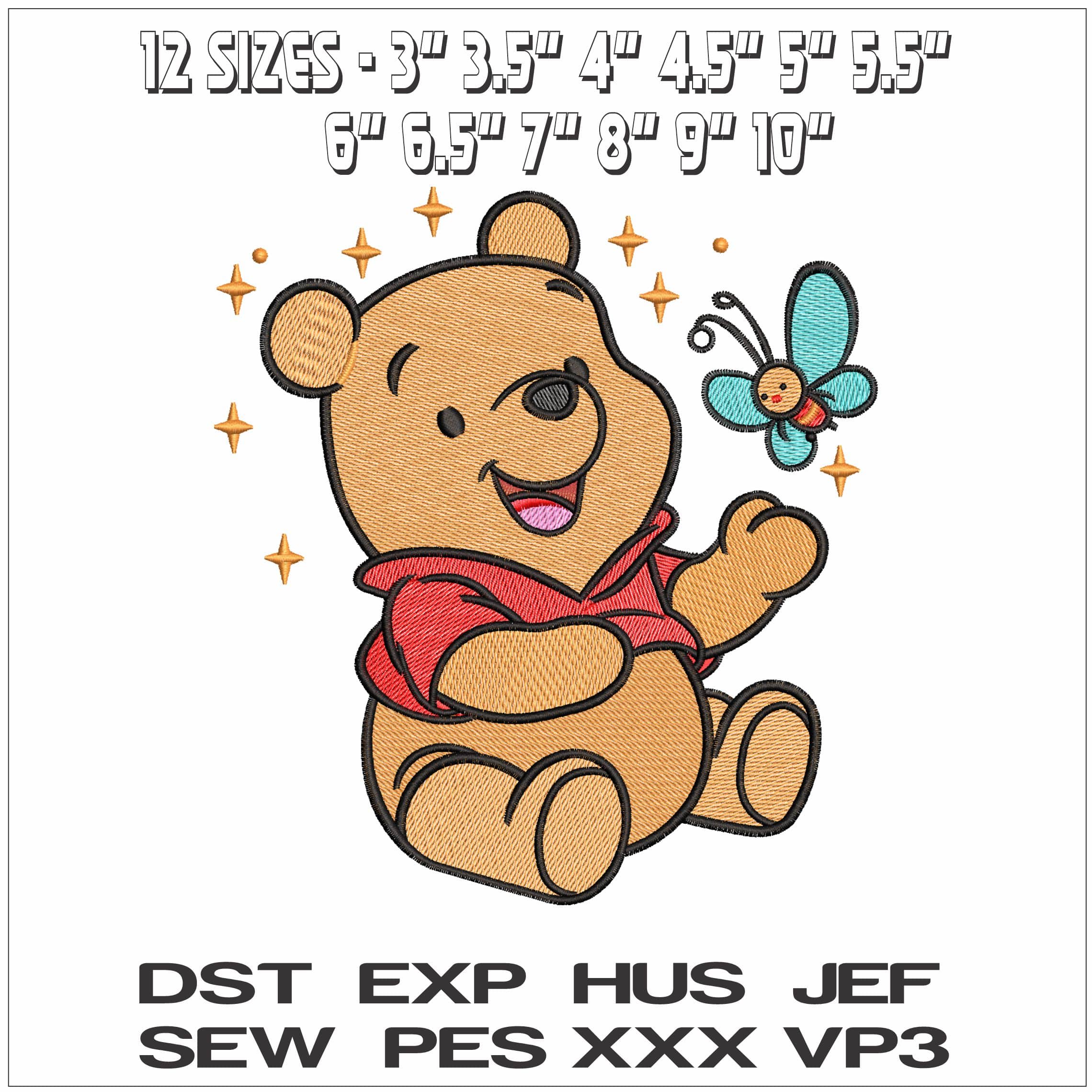 Winnie the Pooh and Bee- Elegant embroidery design file - instant download — view 2