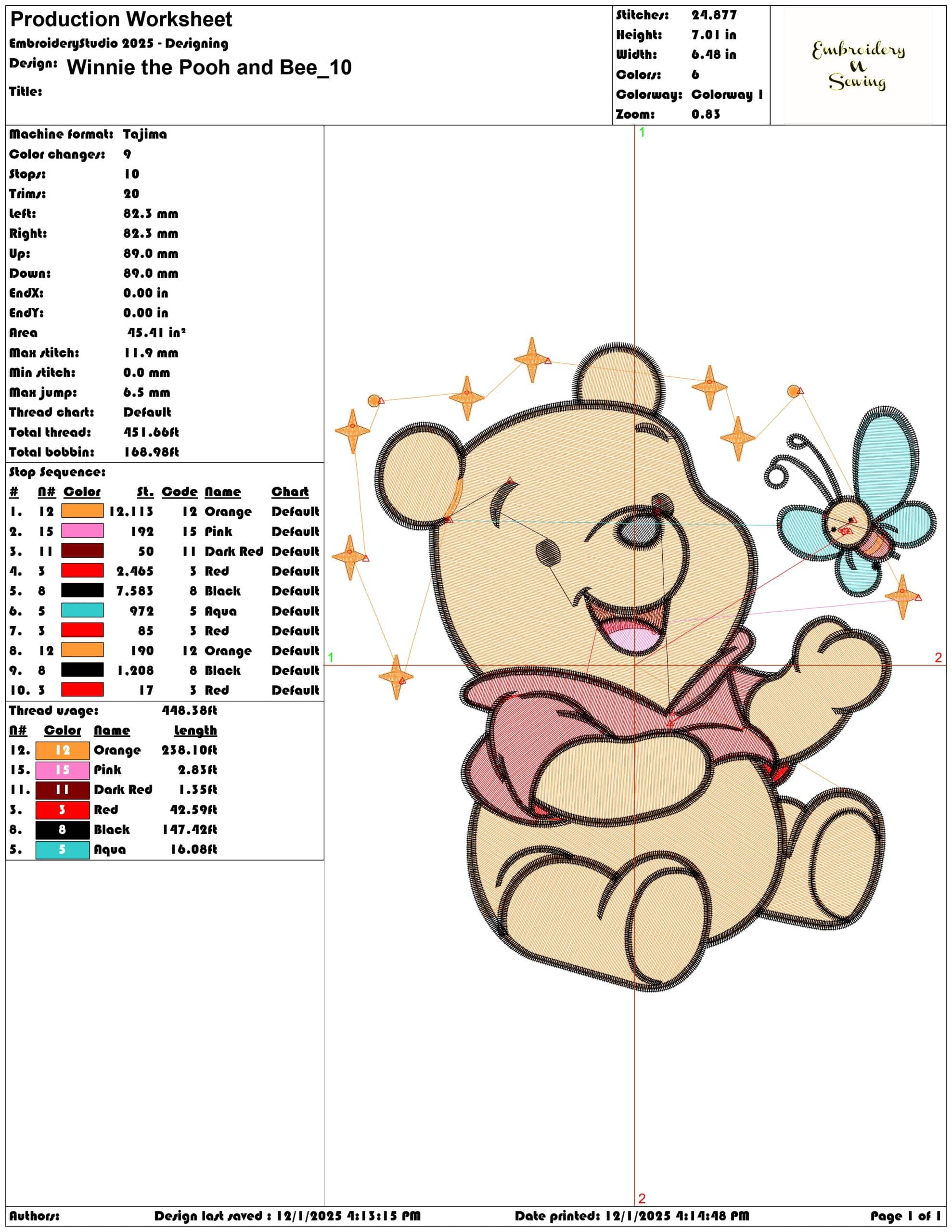 Winnie the Pooh and Bee- Elegant embroidery design file - instant download — view 3