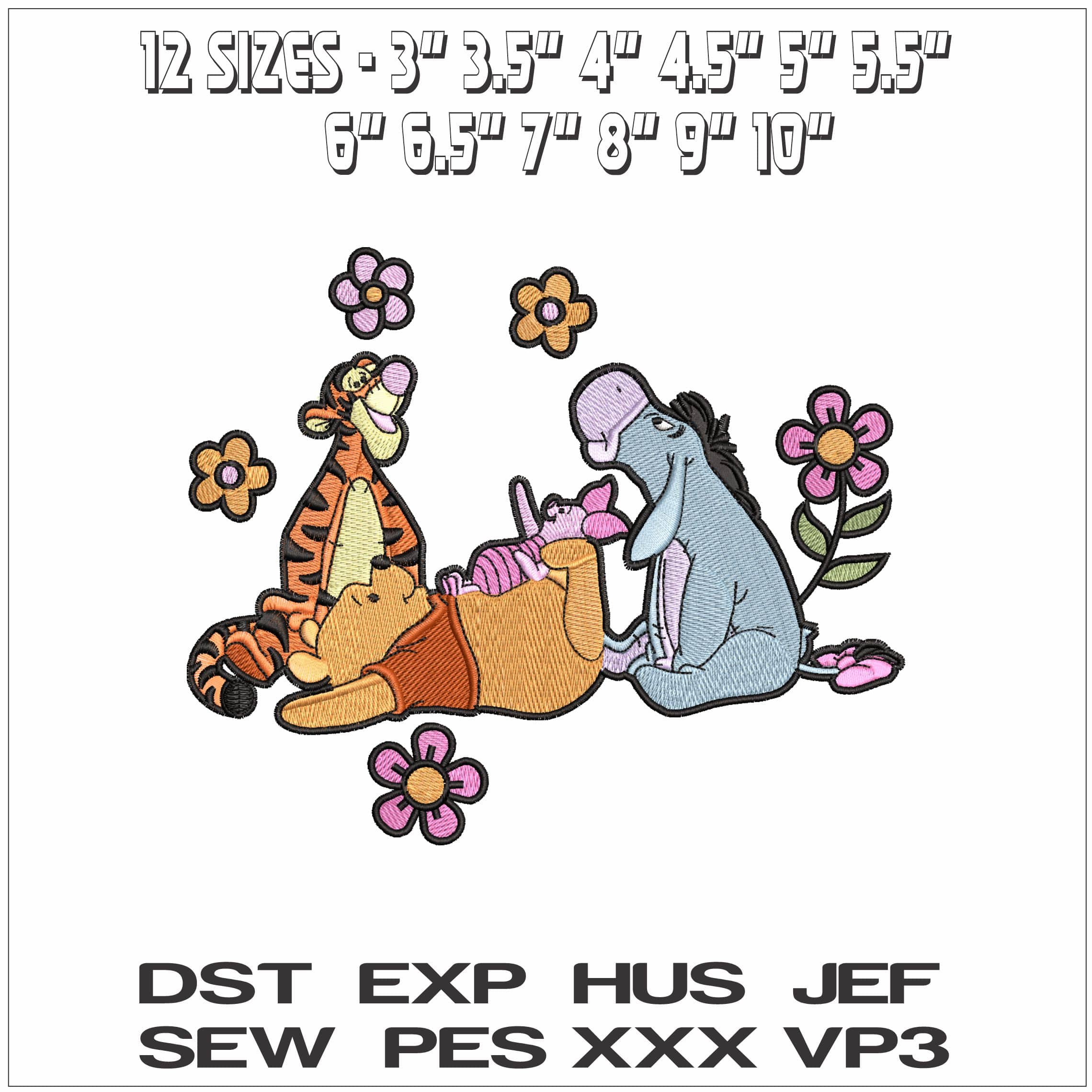 Winnie the Pooh and Friends- Elegant embroidery design file - instant download — view 2