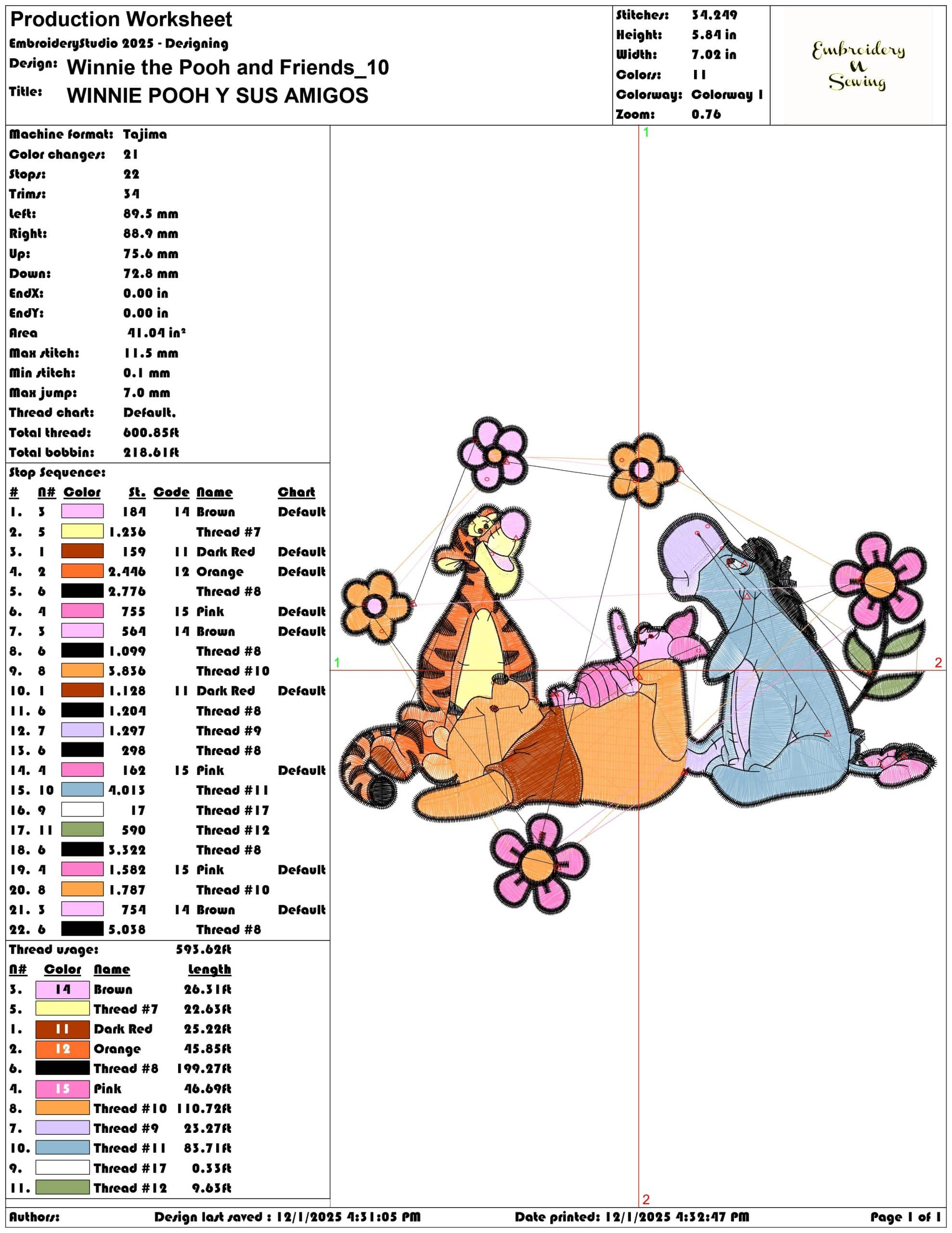 Winnie the Pooh and Friends- Elegant embroidery design file - instant download — view 3